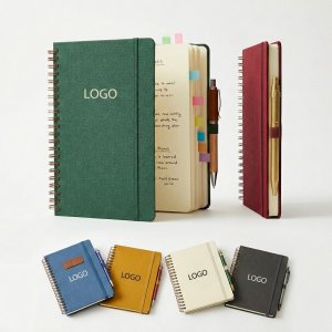 Multi-Color Spiral Notebook Set with Pen & Sticky Notes