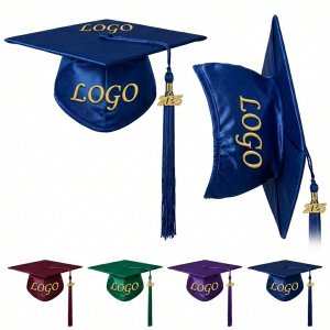 Shimmering Polyester Graduation Cap with Rayon Tassel & Alloy Badge