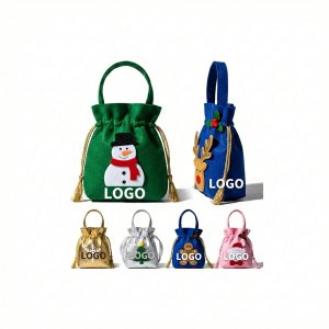 Festive Cartoon Felt Christmas Gift Pouches - Assorted Designs