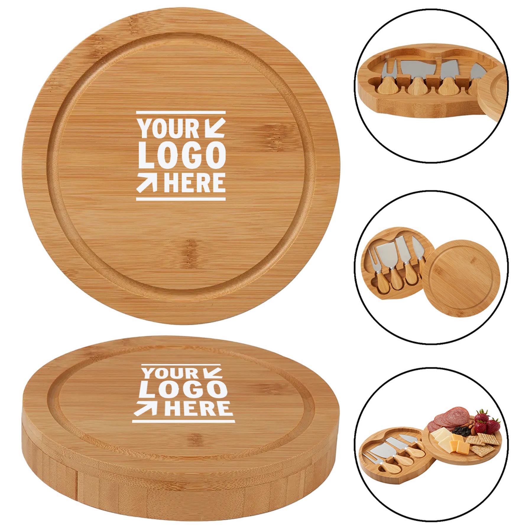 5-Piece Rotating Bamboo Cheese Board Collection