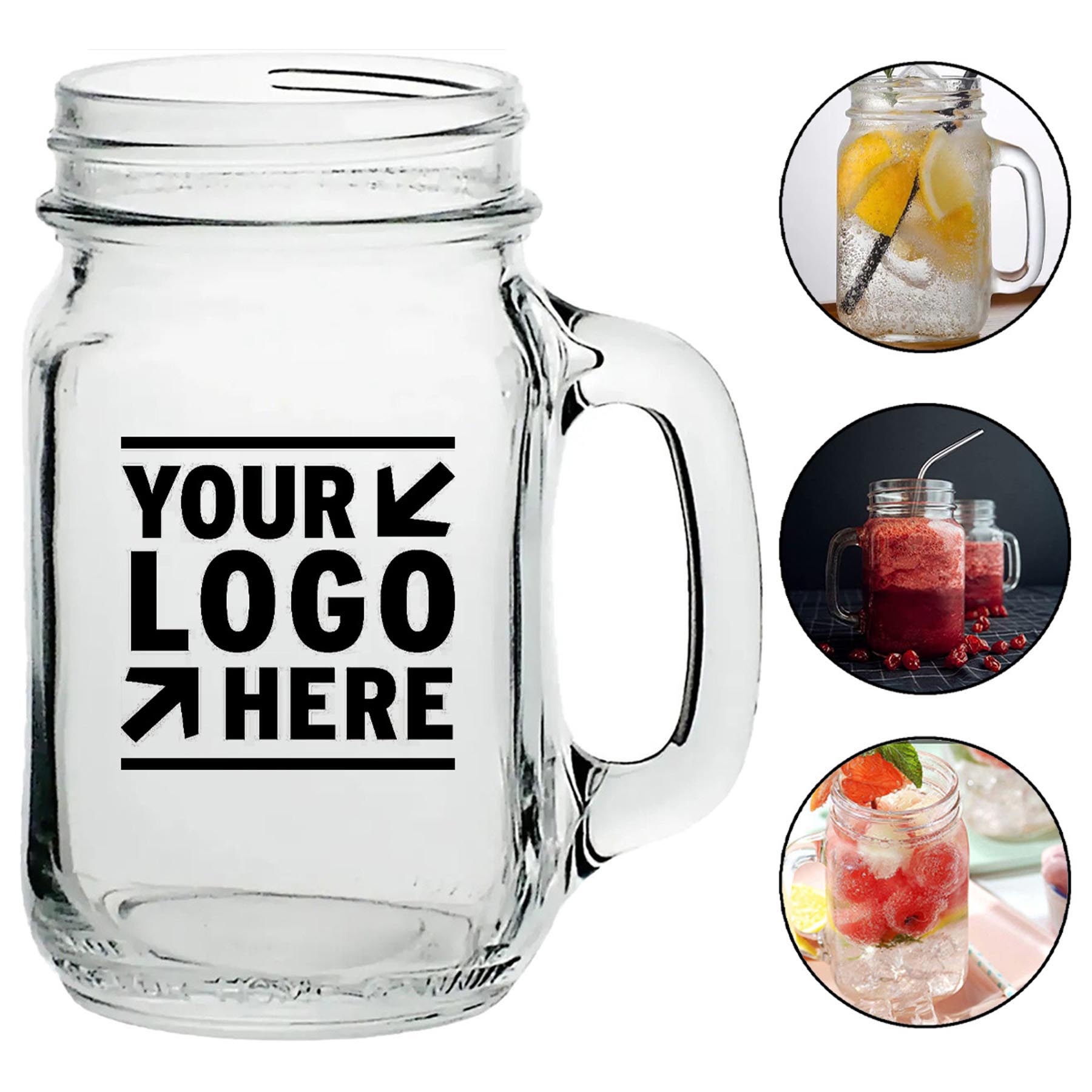Classic Glass Drinking Jar with Handle