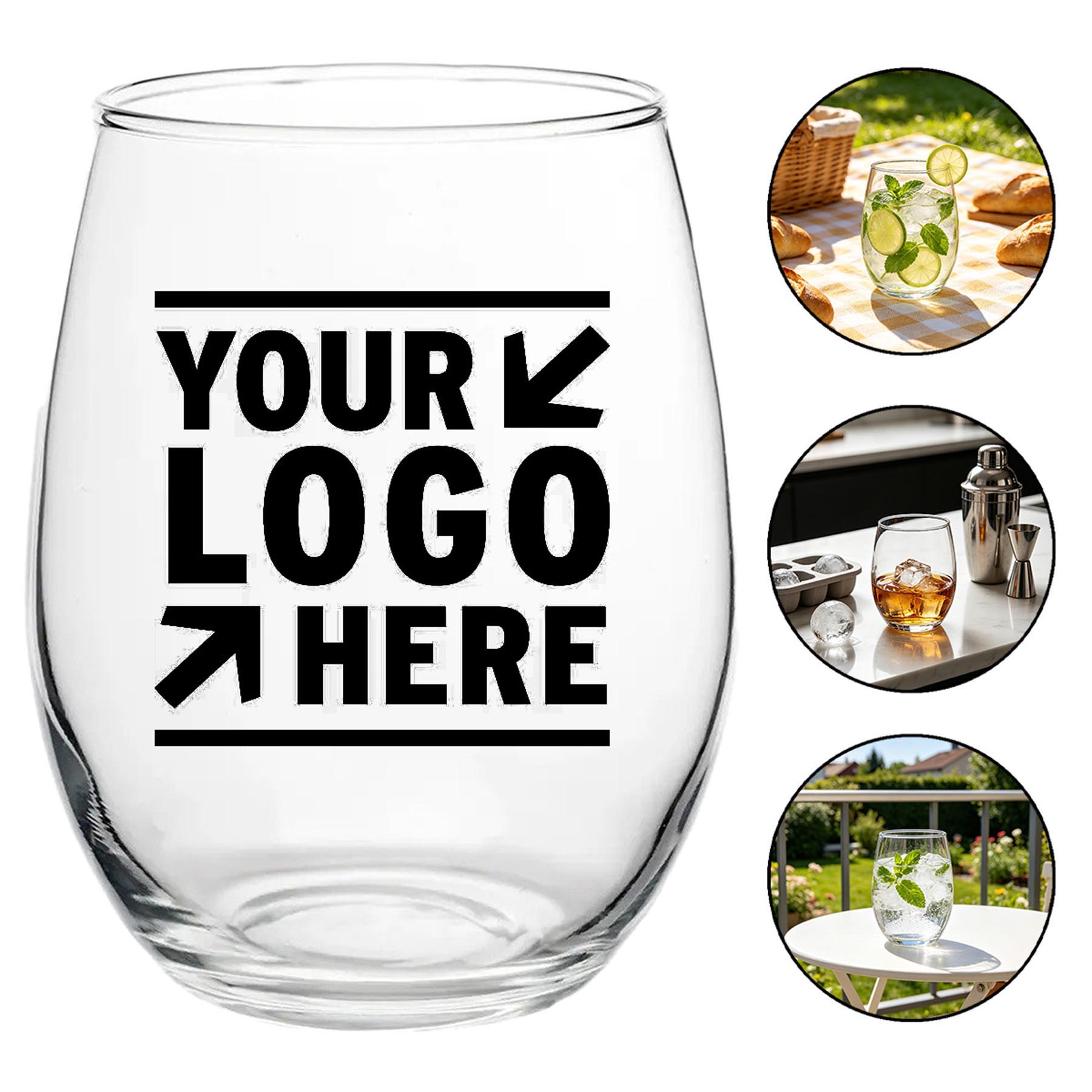 Contemporary Stemless Wine Glass