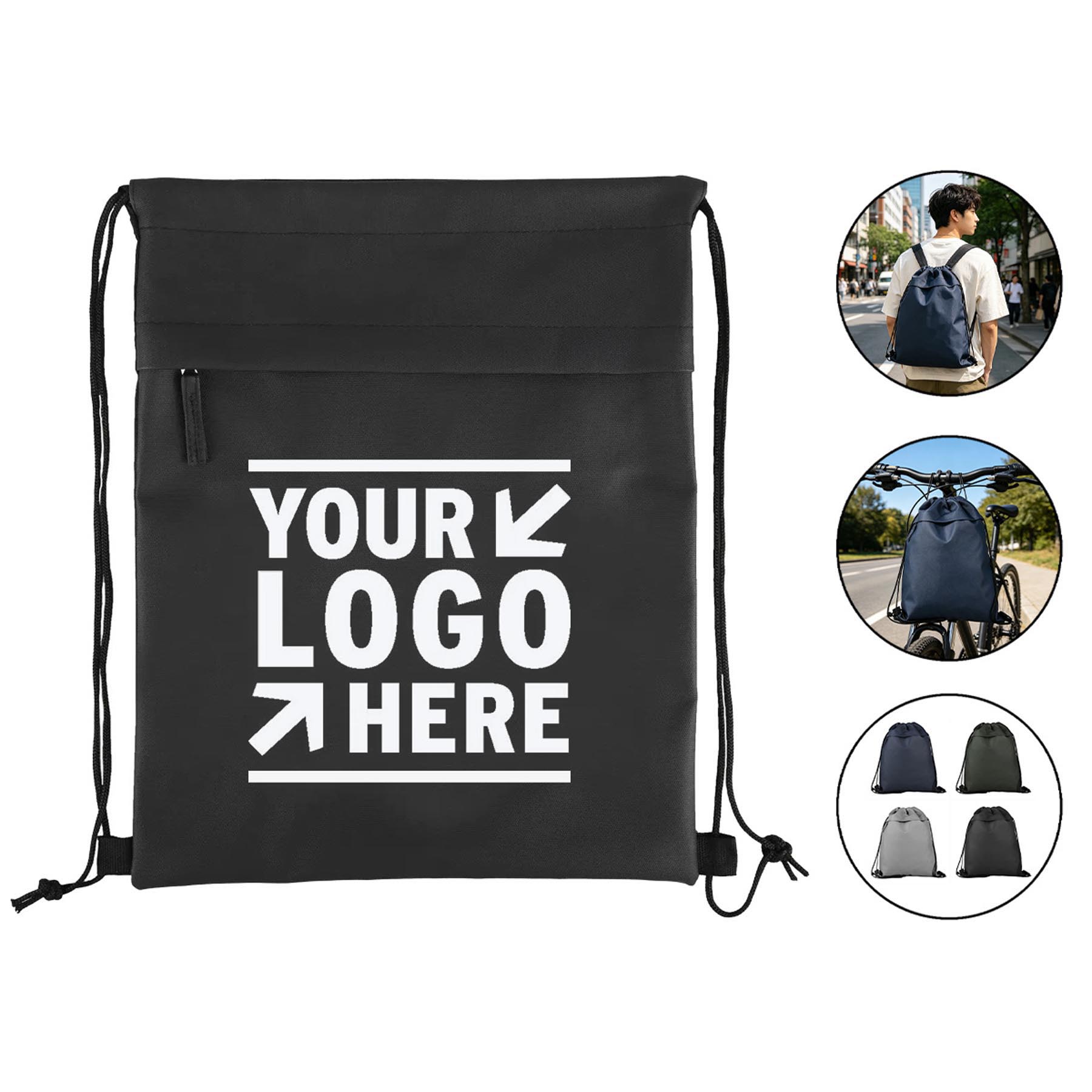 Eco-Friendly Recycled Polyester Drawstring Backpack
