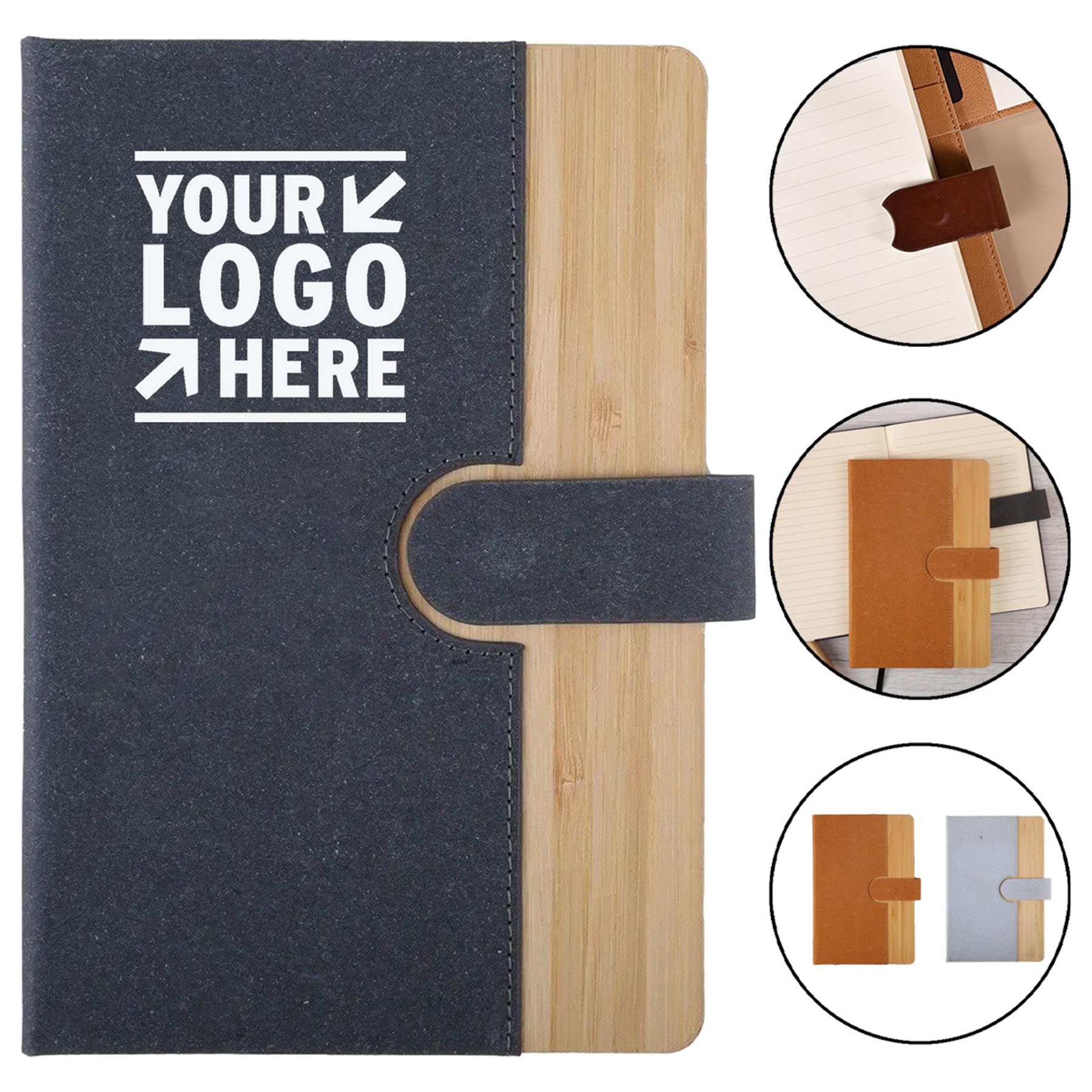 Eco-Friendly Bamboo Journal with Magnetic Fastener