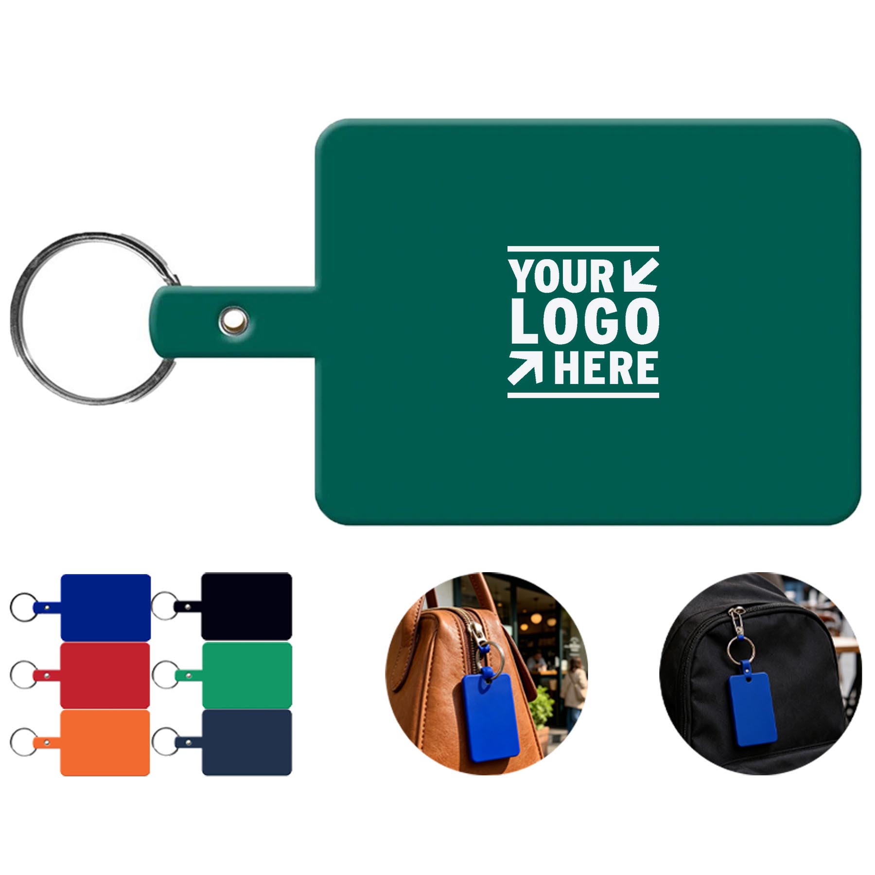 Flexible Rectangle Key Tag with Split Ring