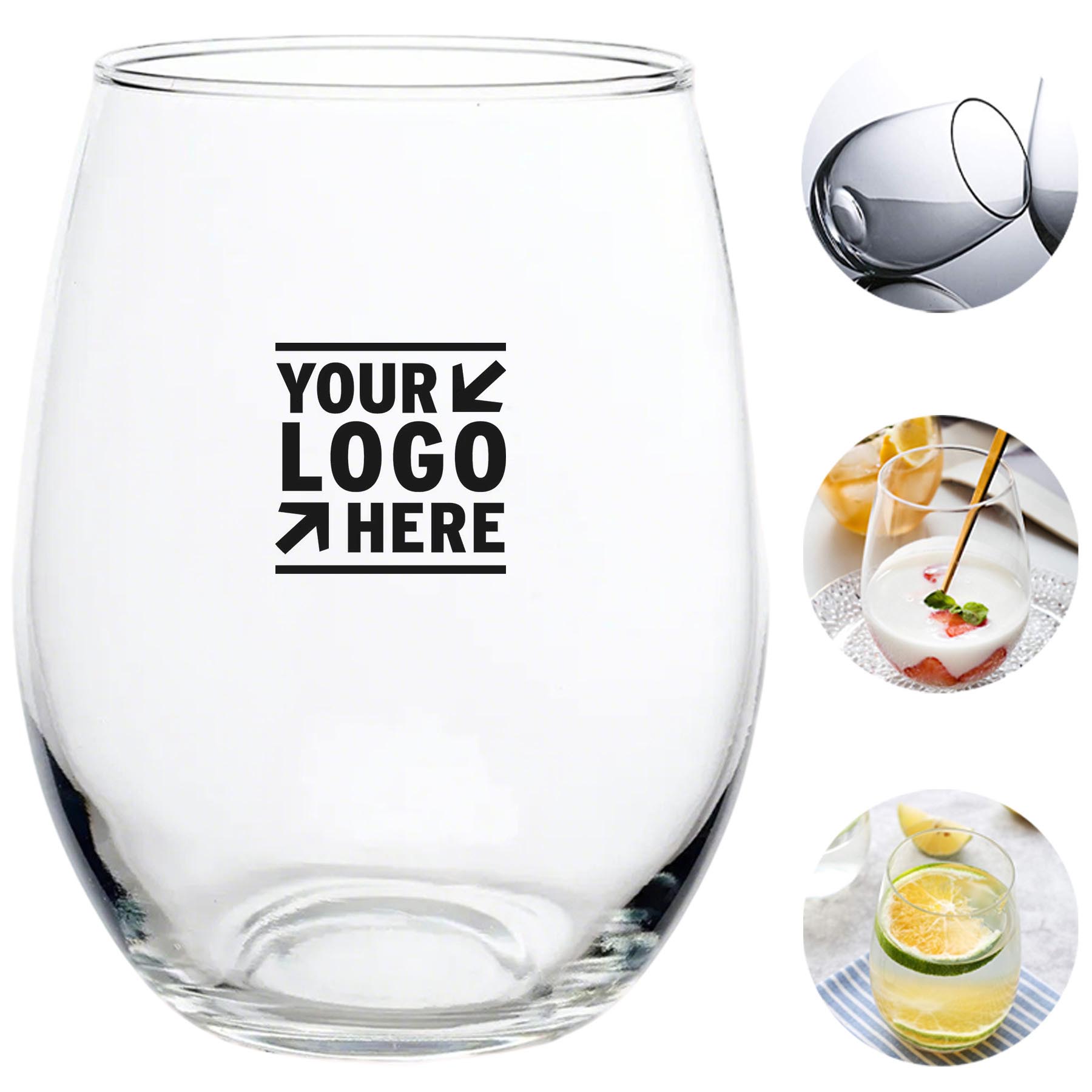 Contemporary Stemless Wine Glass