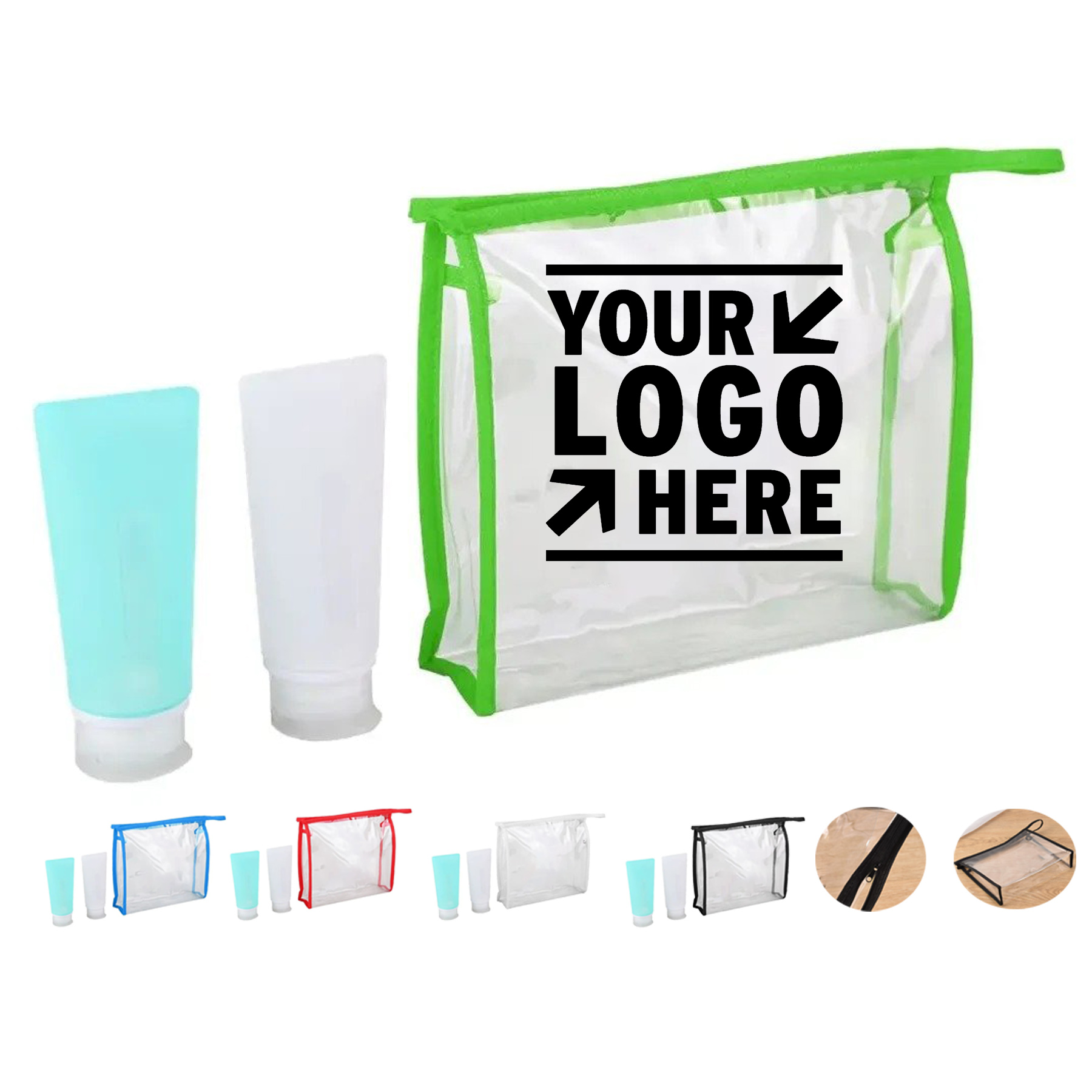 Portable Silicone Travel Bottle Set with Clear Case