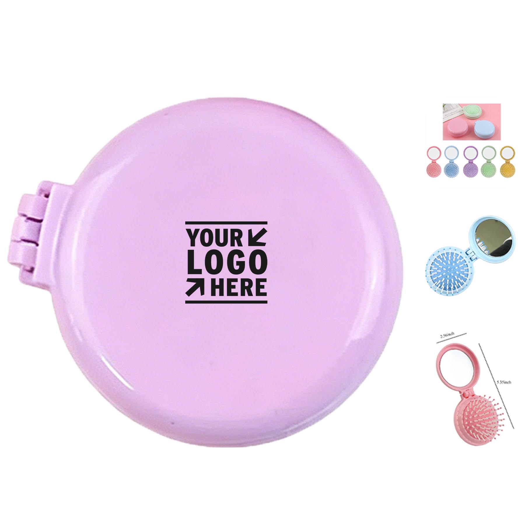 Compact Foldable Hair Brush with Mirror