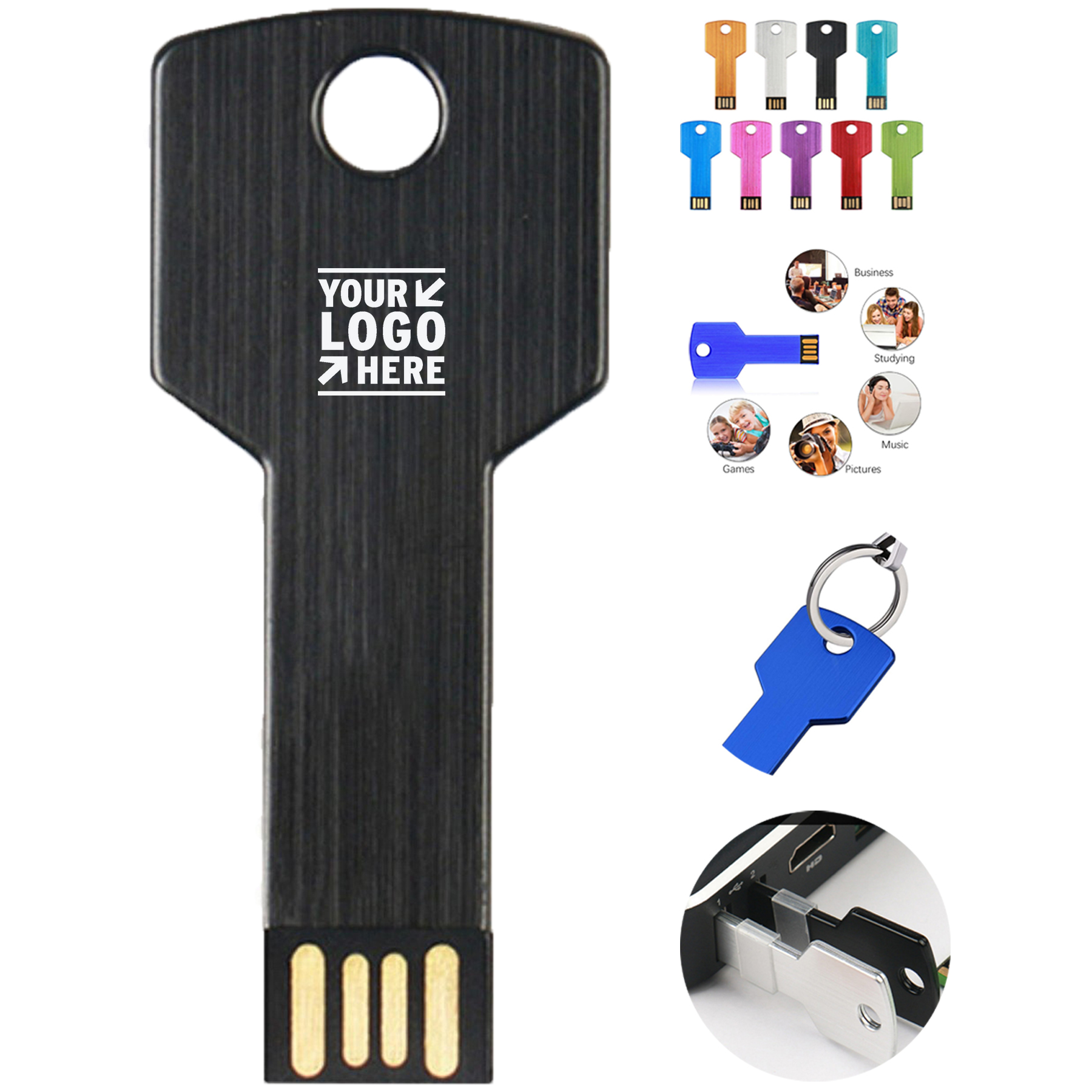 Colorful Key Shaped Metal USB Flash Drive