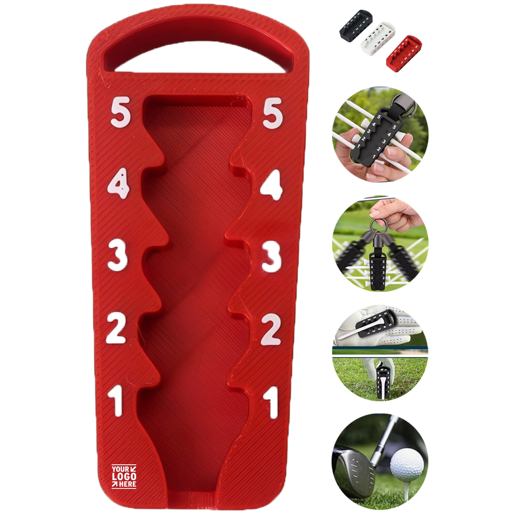 Adjustable Golf Tee Holder with Storage