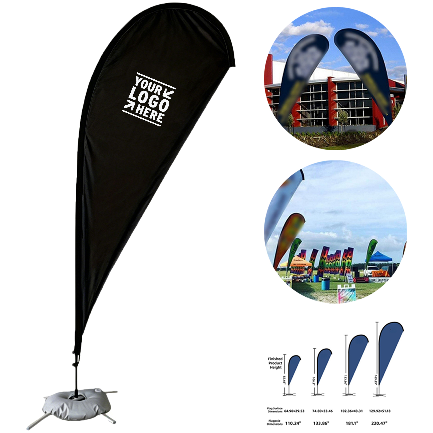 Premium P-Shaped Outdoor Banner with Weighted Base