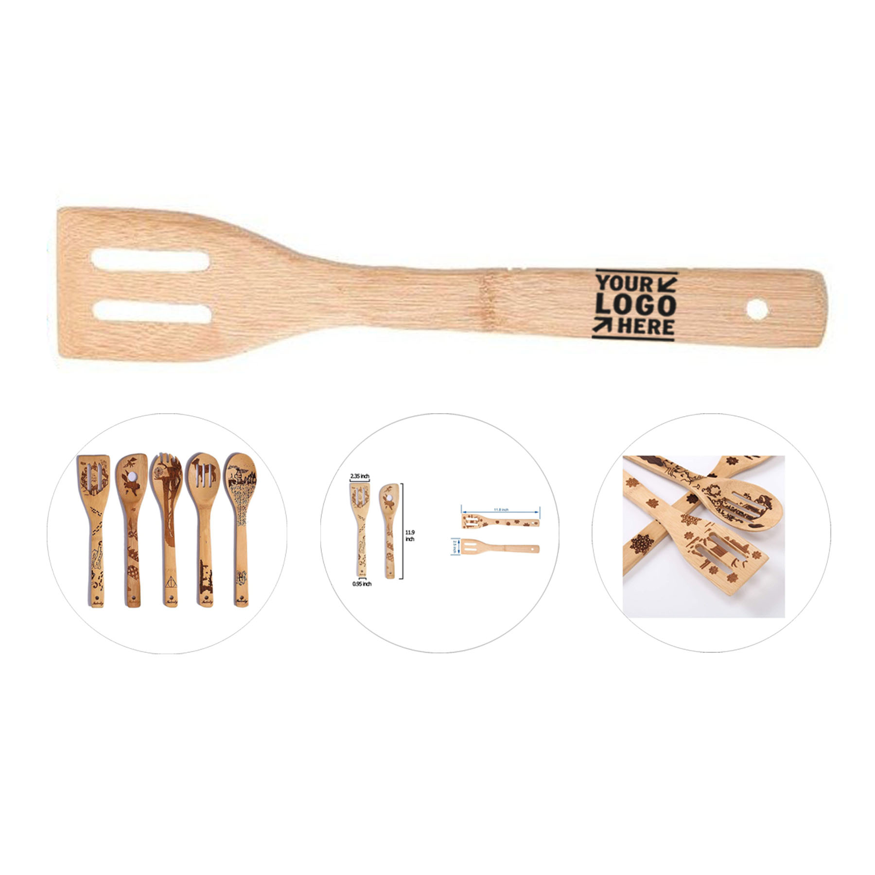 Custom Engraved Bamboo Kitchen Utensil Set