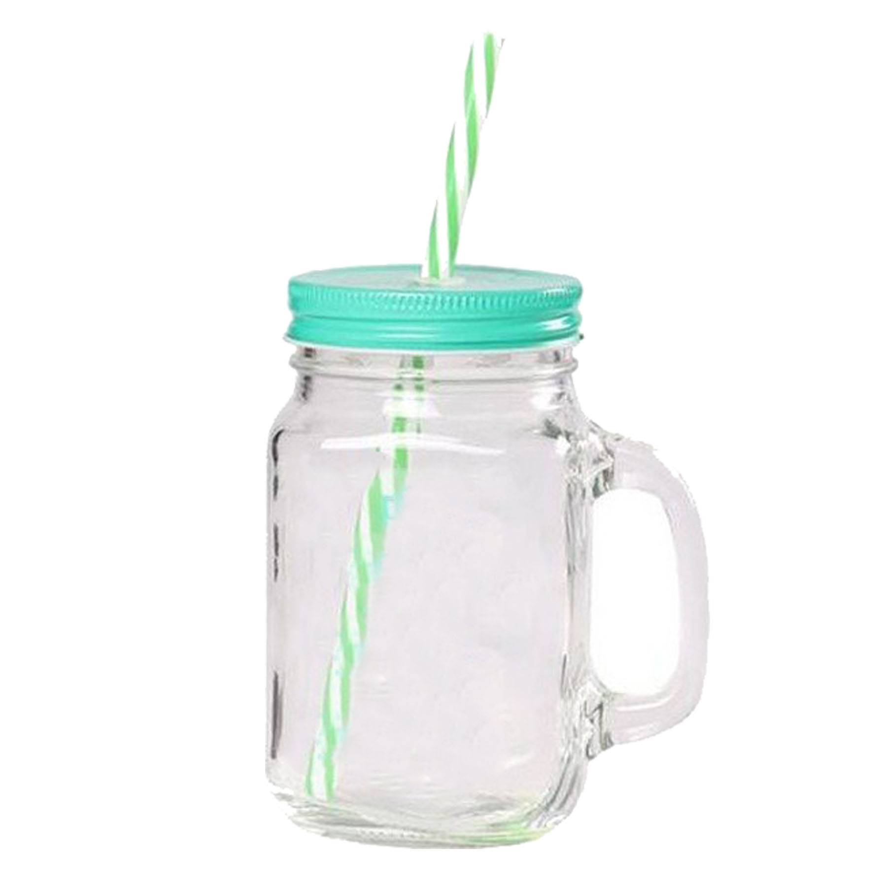 Classic Glass Jar Mugs with Handle and Straw 2