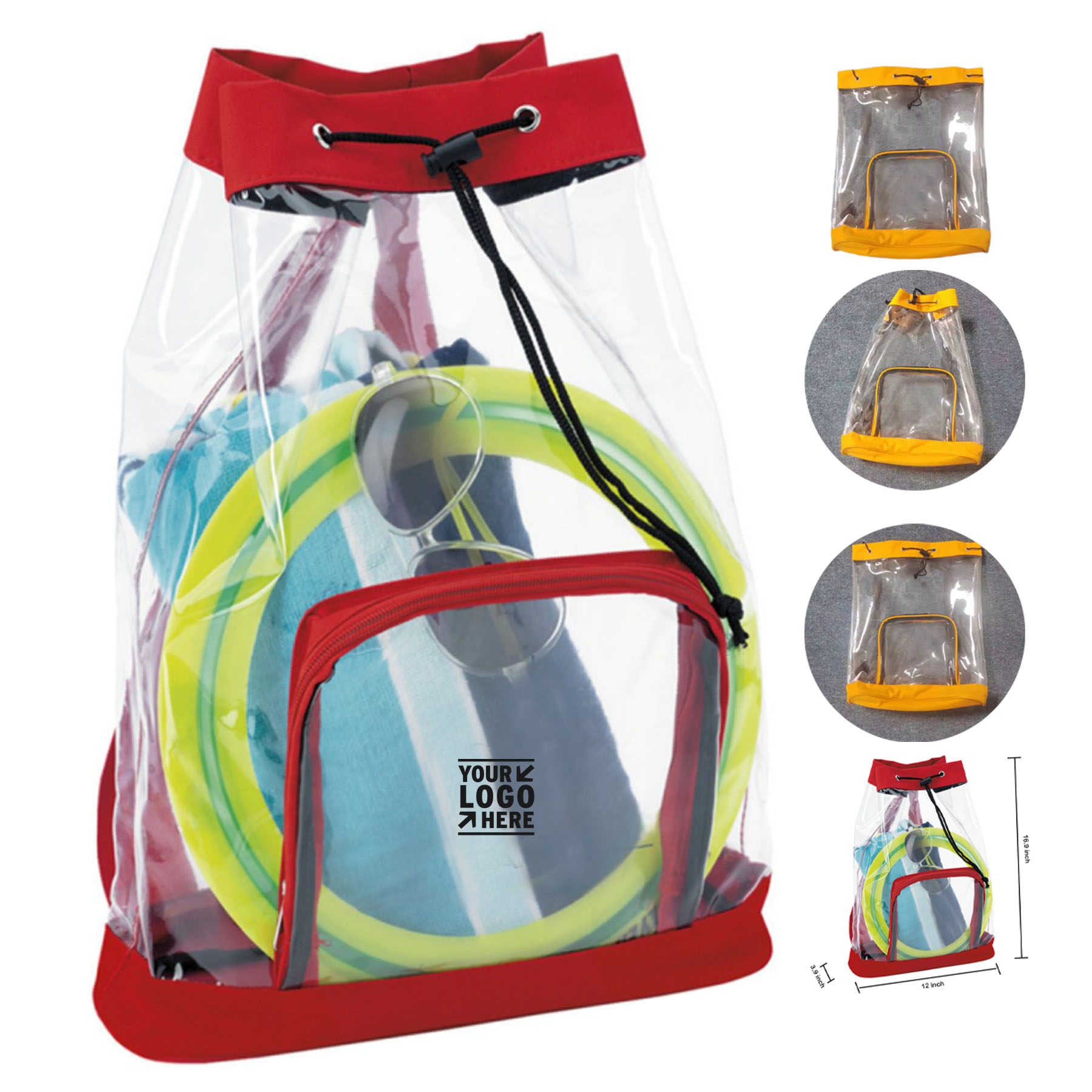 Clear Water-Resistant Drawstring Bag