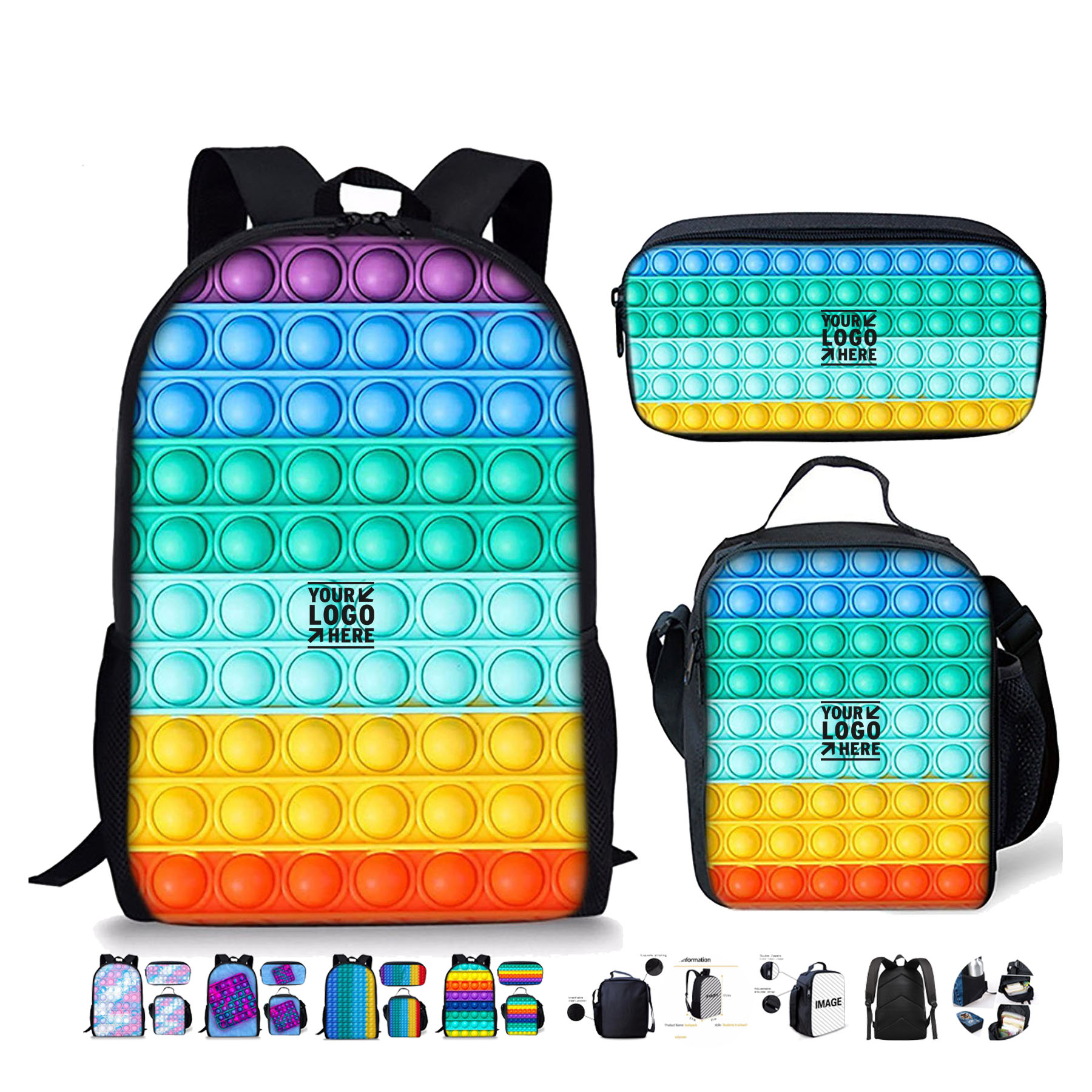 Children's Adventure Backpack Set with Lunch Bag and Pencil Case