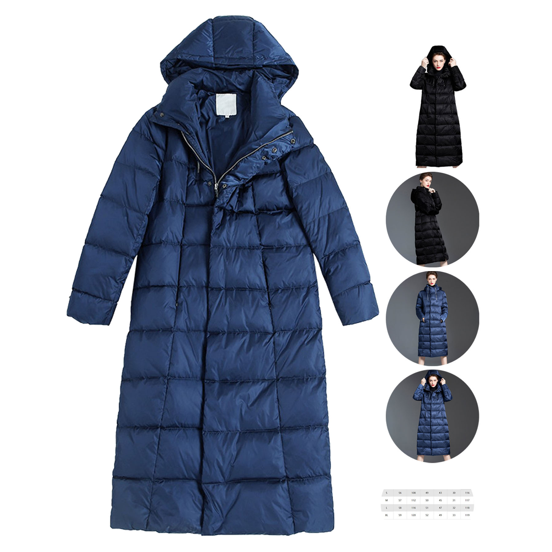 Women's Long Hooded Down Jacket