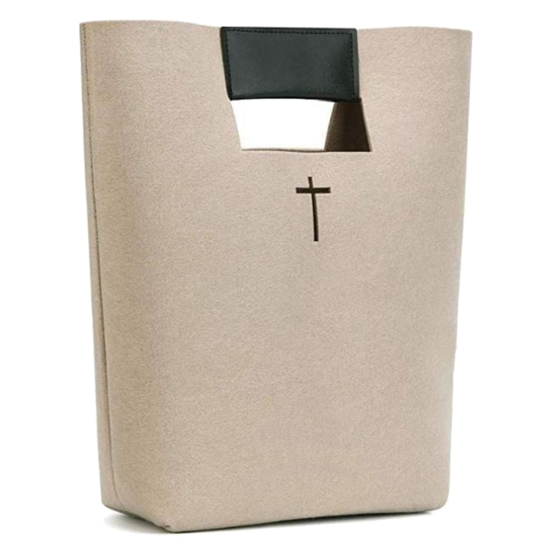 Elegant Cross-Patterned Felt Tote Bag 2