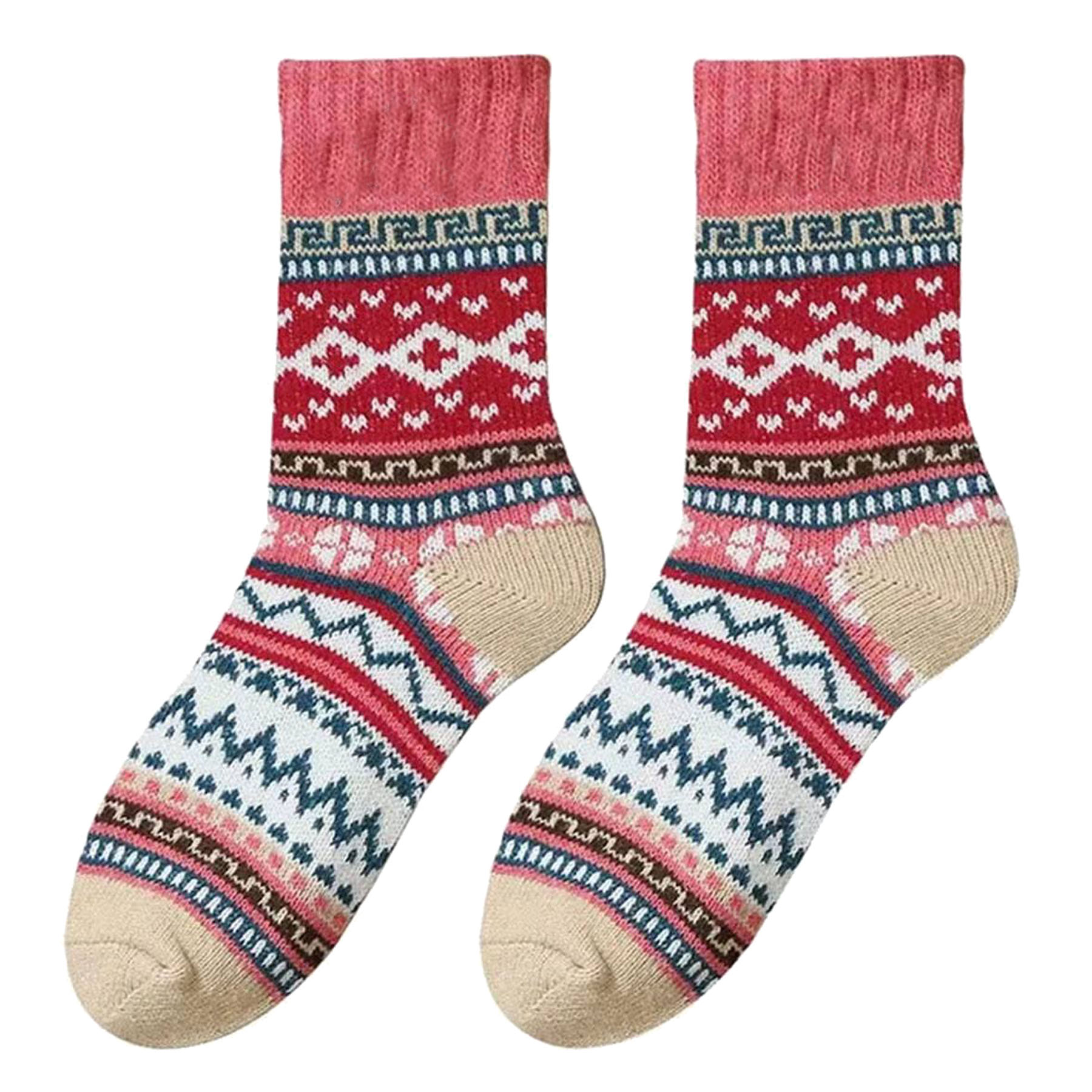 Cozy Winter Wool Socks with Floral Pattern 2