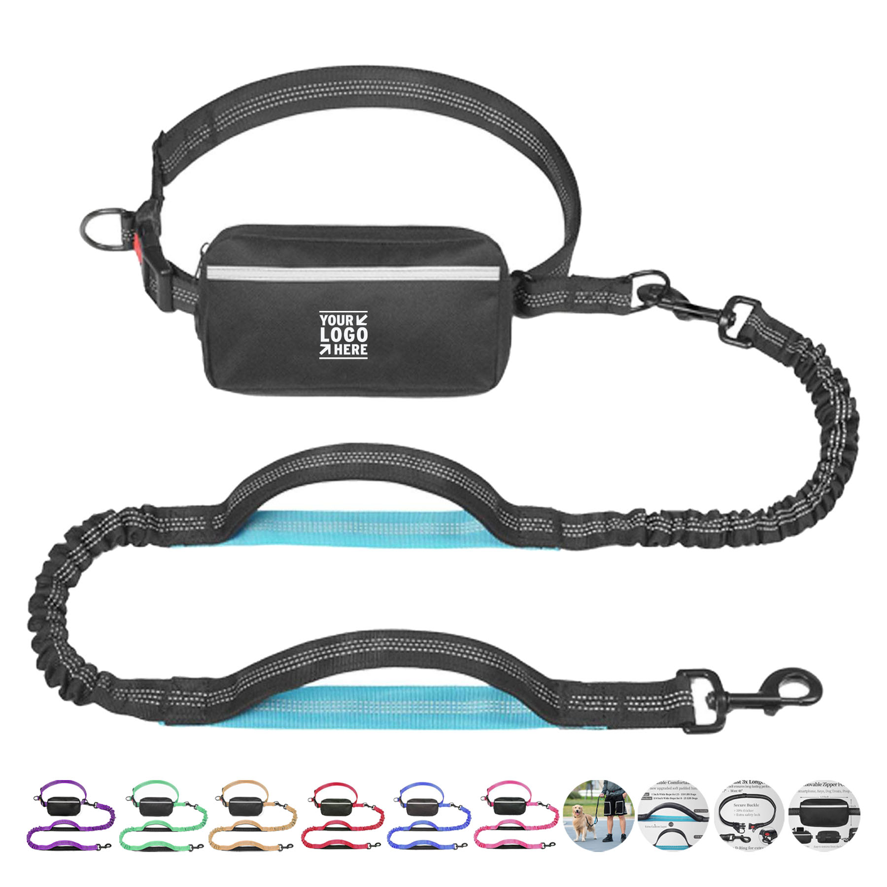 Flexible Pet Walking Belt with Storage Pouch