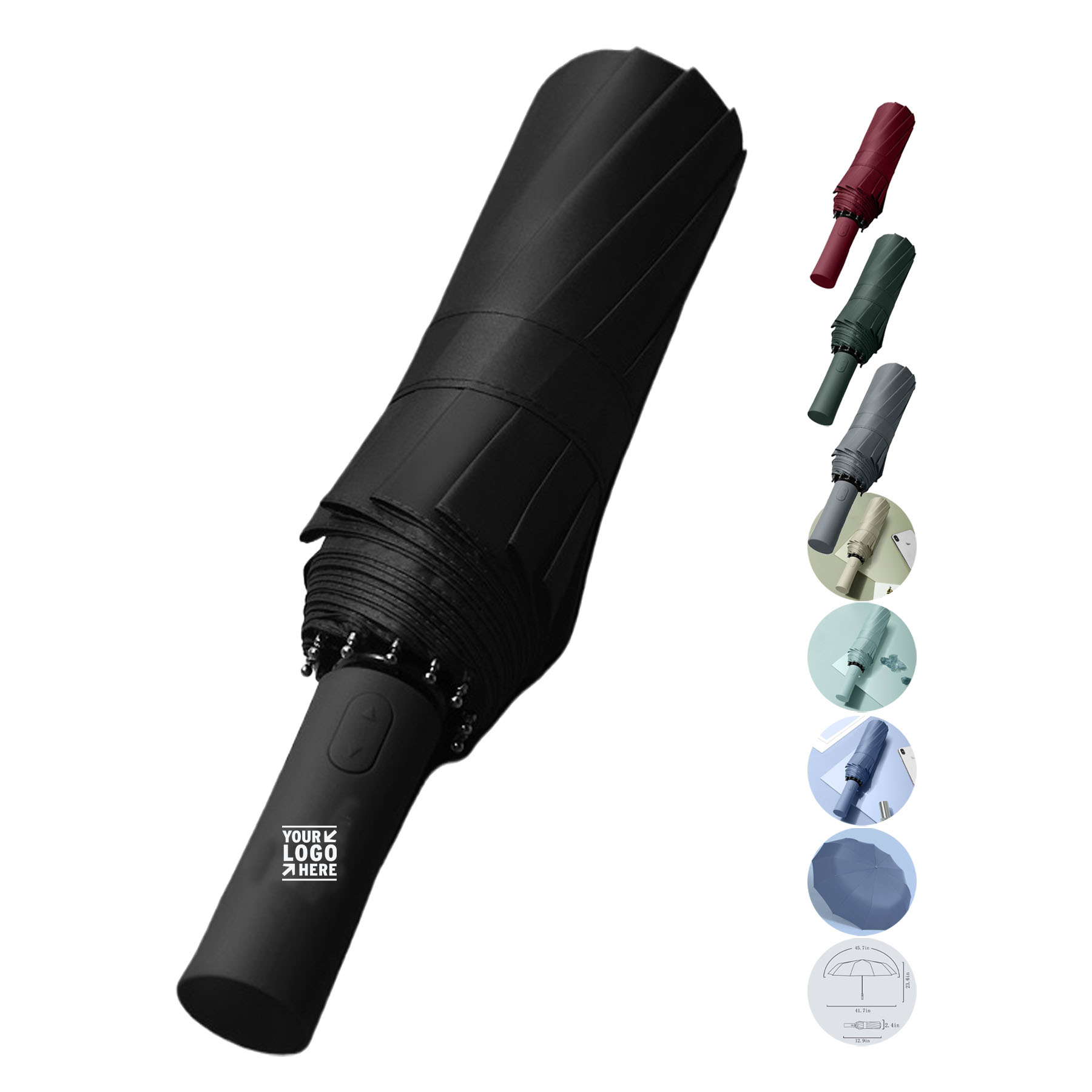 Compact Wind-Resistant Auto-Fold Umbrella