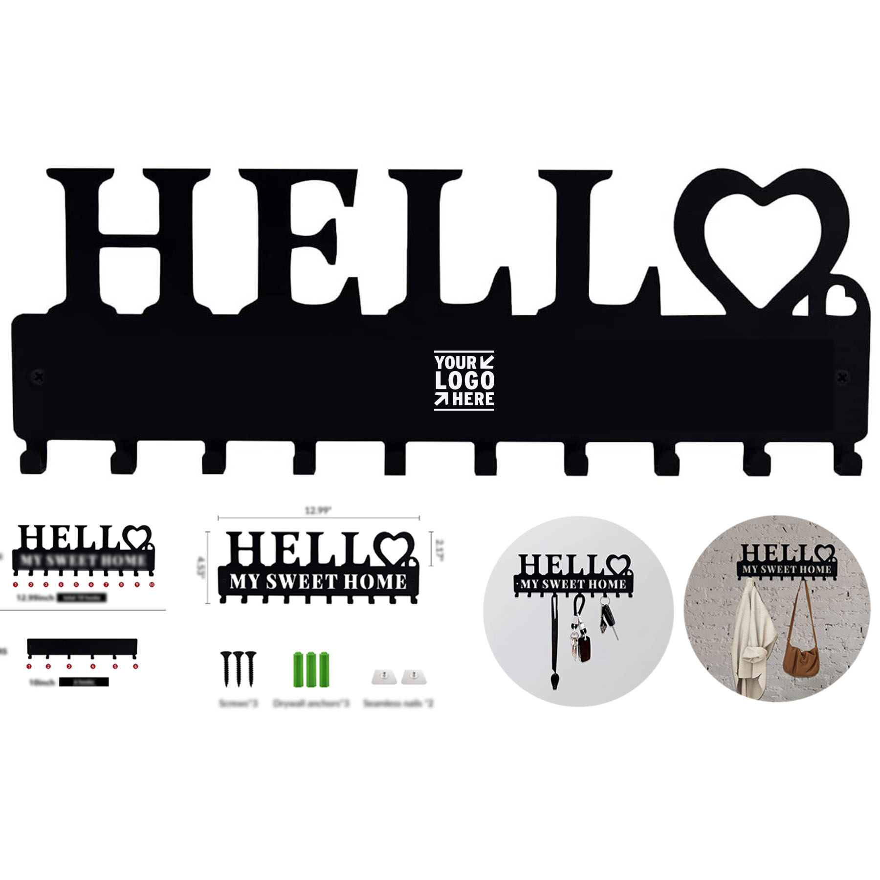 Wall-Mounted Key Organizer Set