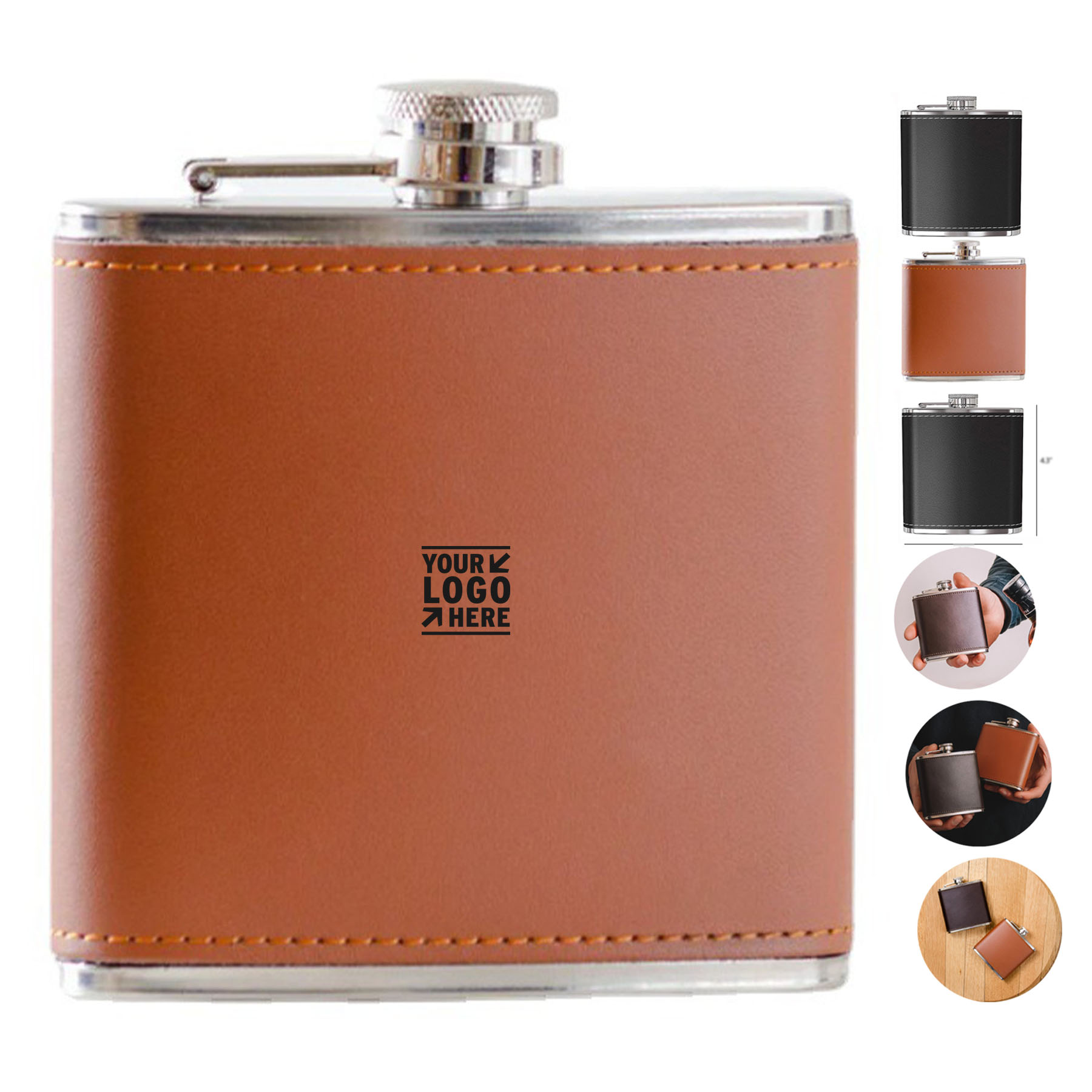 Premium Stainless Steel Leather Hip Flask