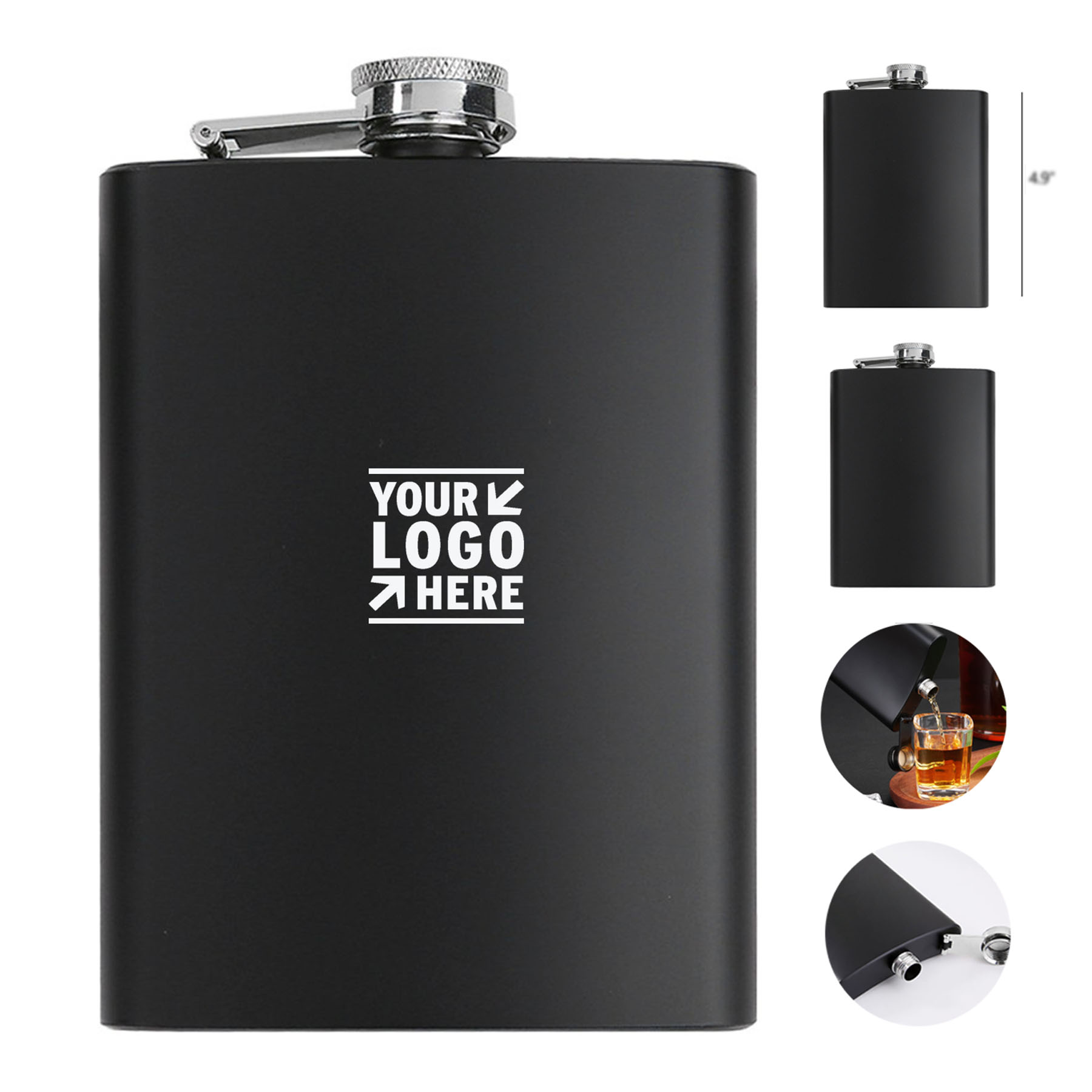 Premium Steel Matte Black Travel Flask