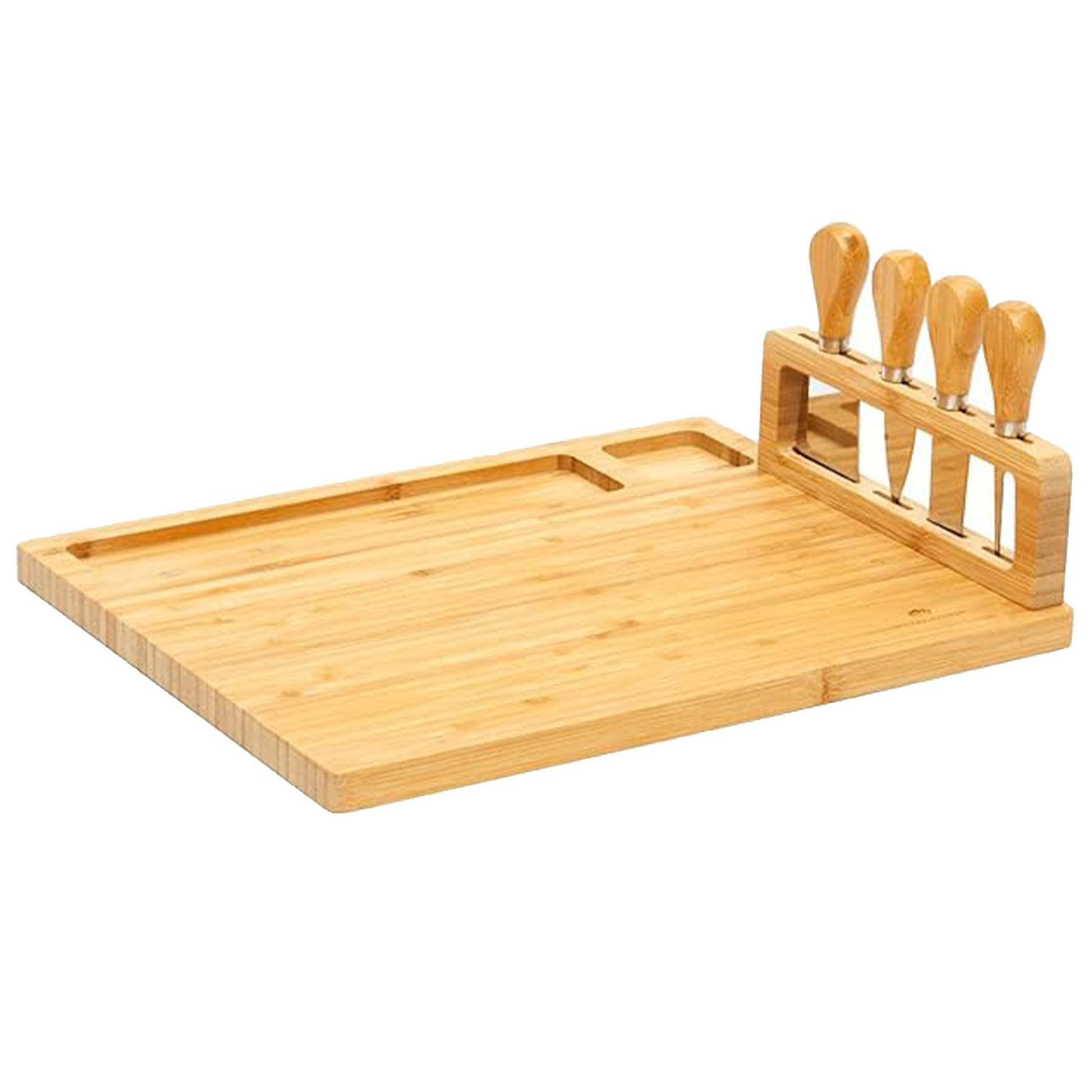 Bamboo Serving Tray with Knives 2