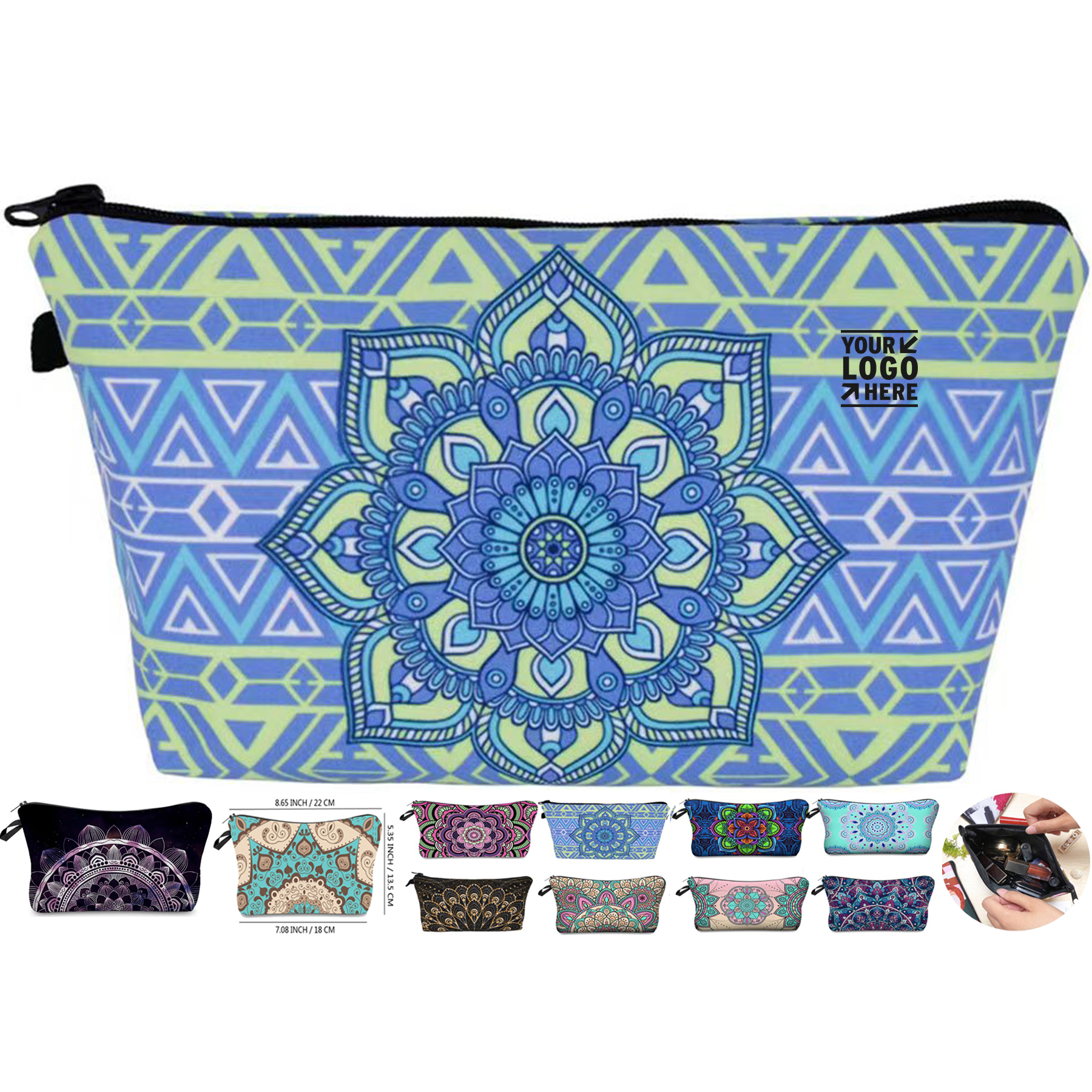 Floral Pattern Waterproof Cosmetic Pouch