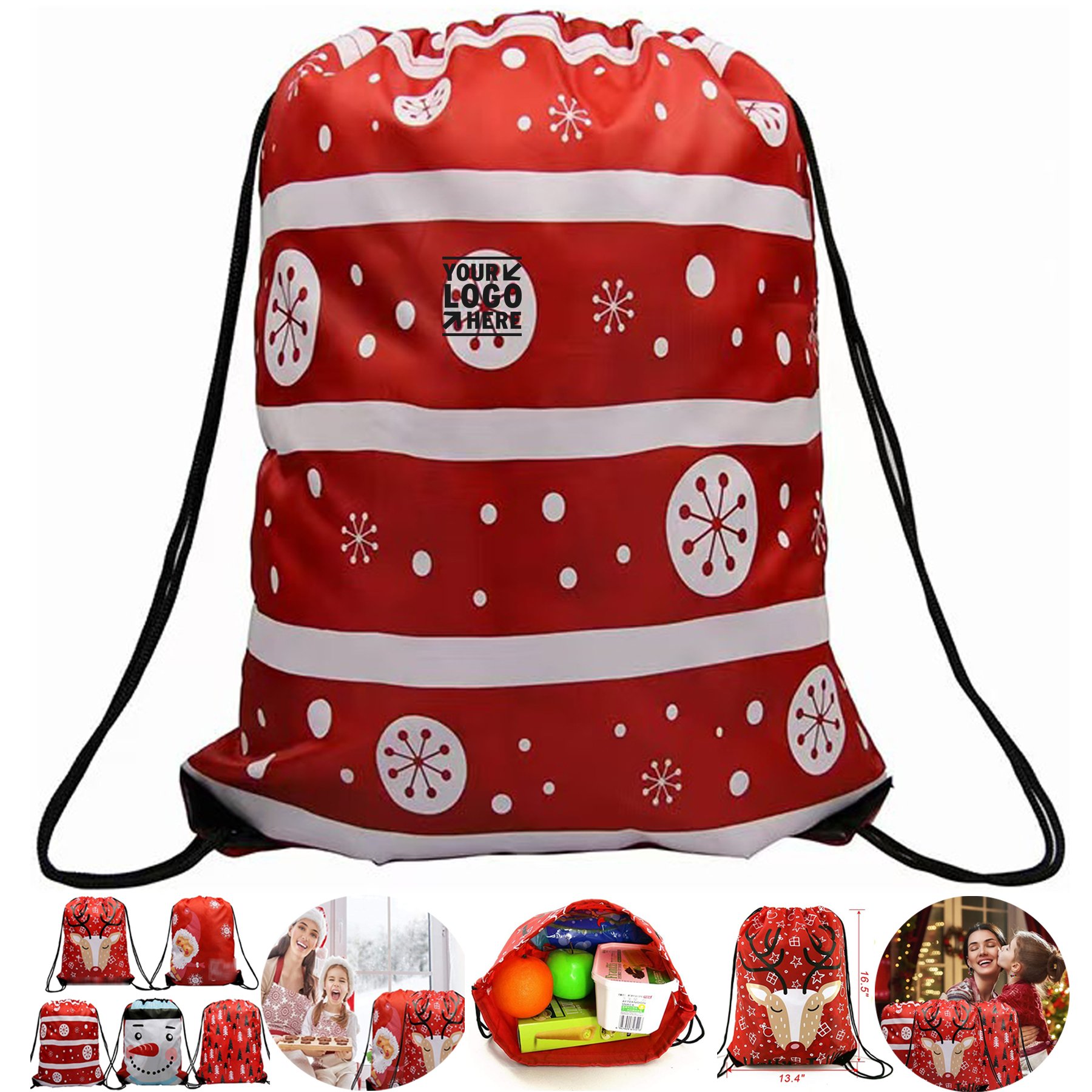 Festive Drawstring Backpack