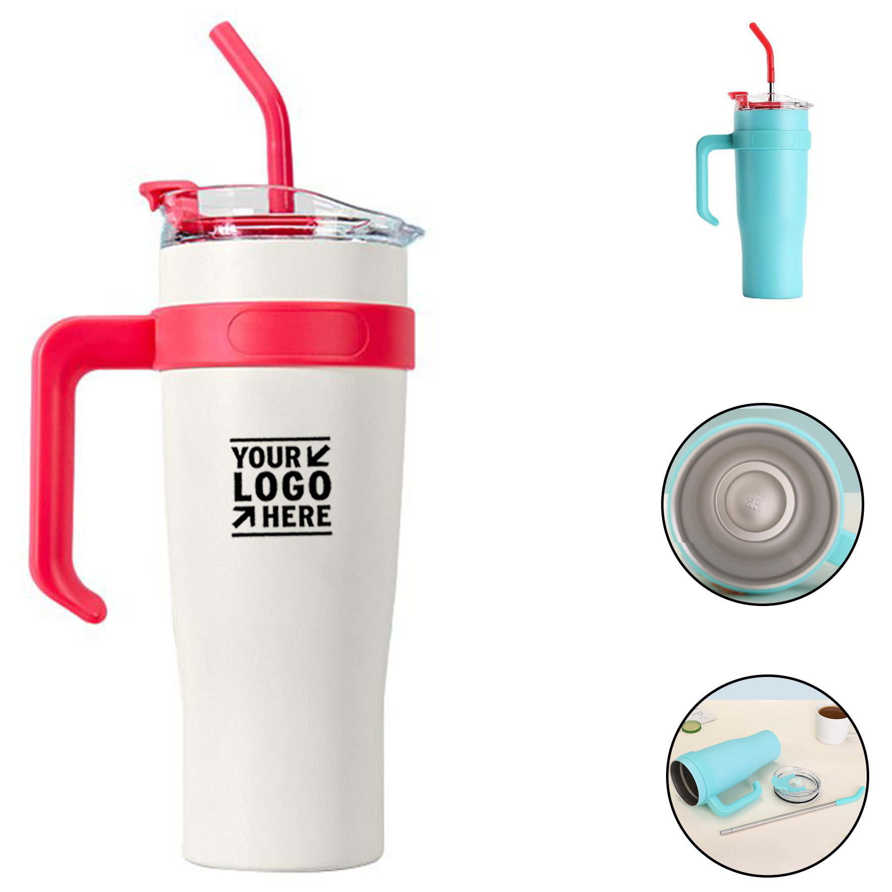 Insulated Travel Tumbler with Straw and Handle