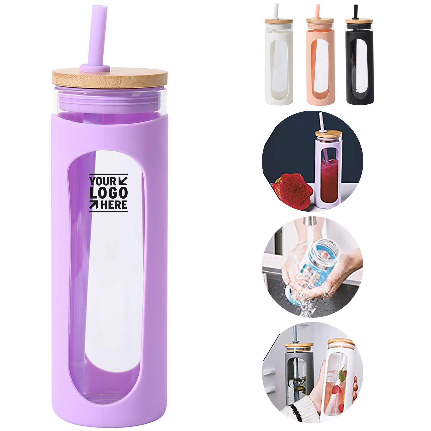 Premium Glass Tumbler with Straw and Lid