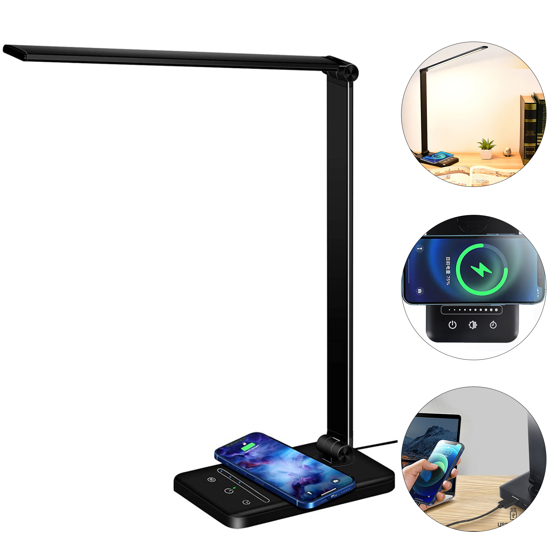 Smart LED Desk Lamp with Wireless Charging