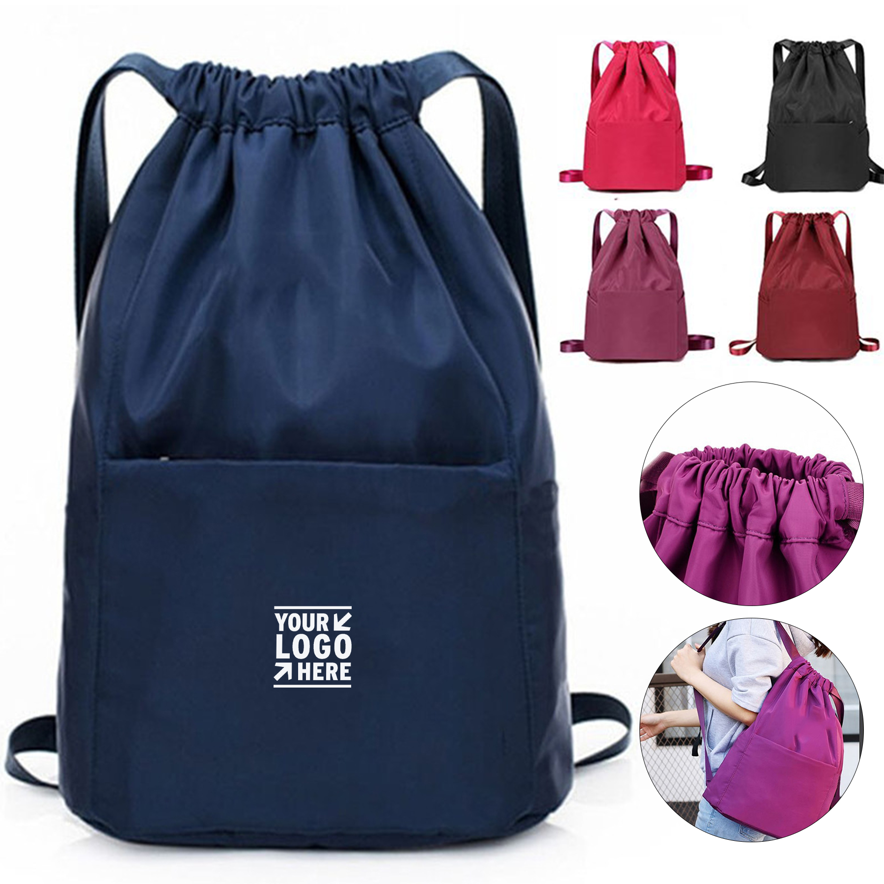 Versatile Multi-Compartment Drawstring Bag