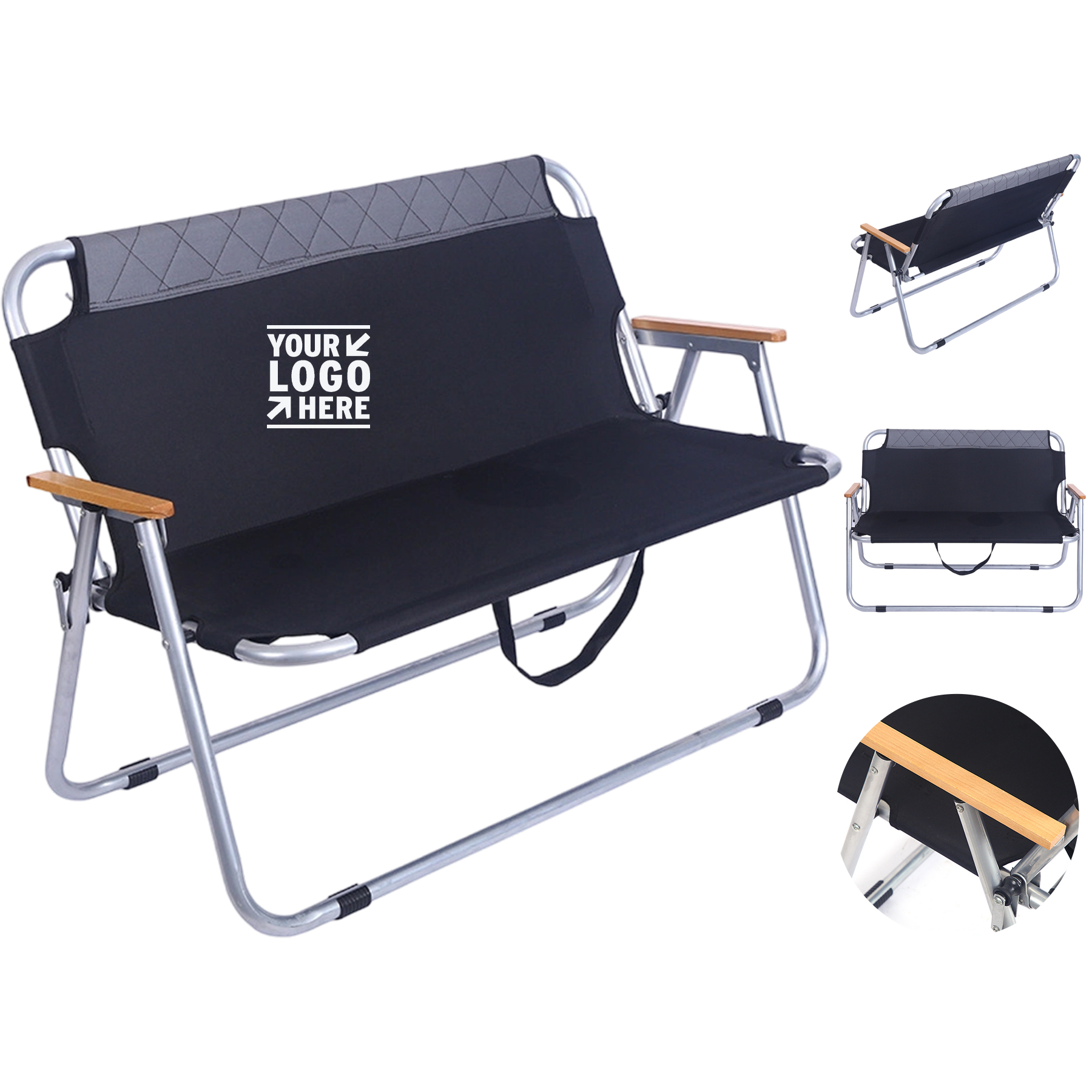 Compact Two-Seater Outdoor Chair with Metal Structure