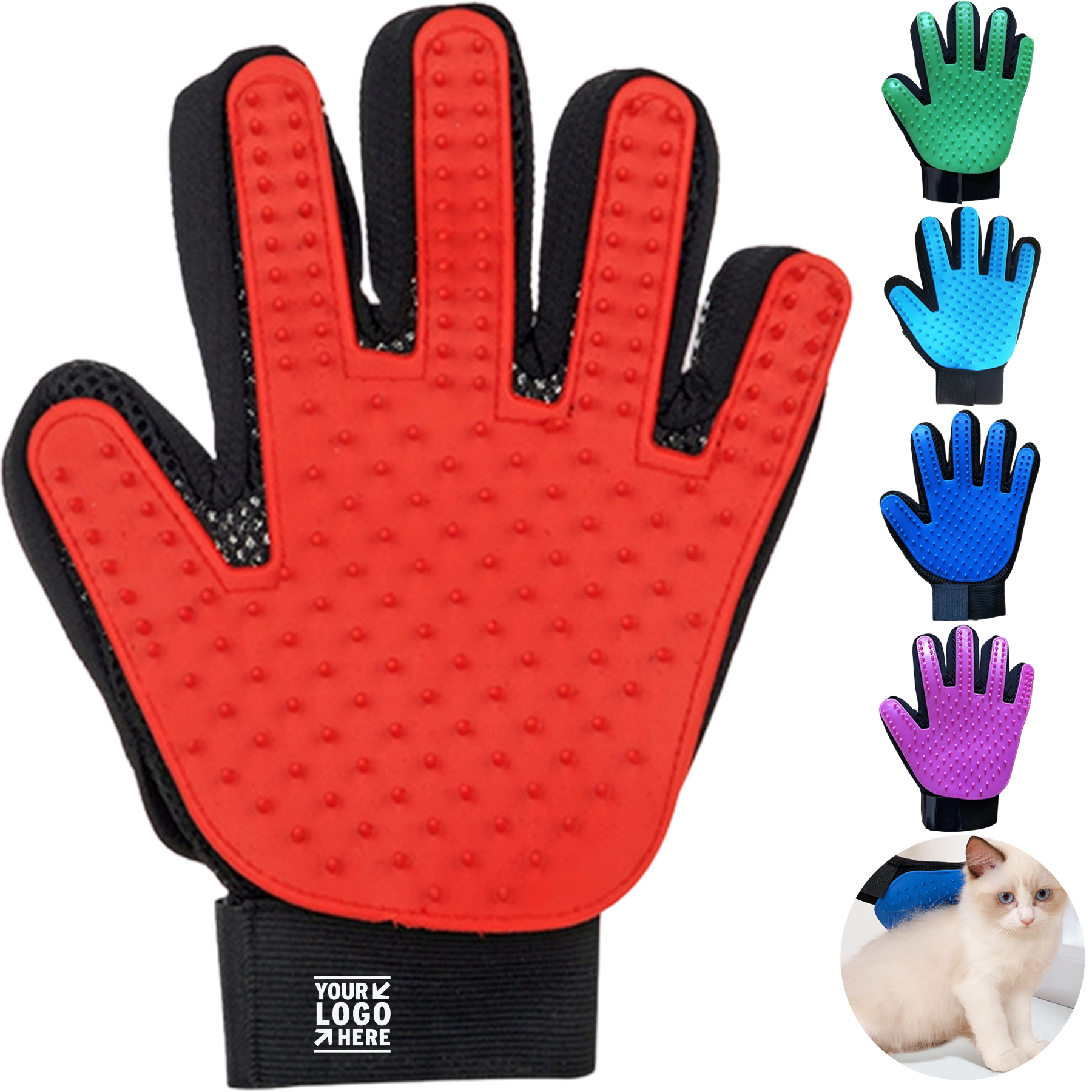 Pet Grooming Glove with Silicone Tips