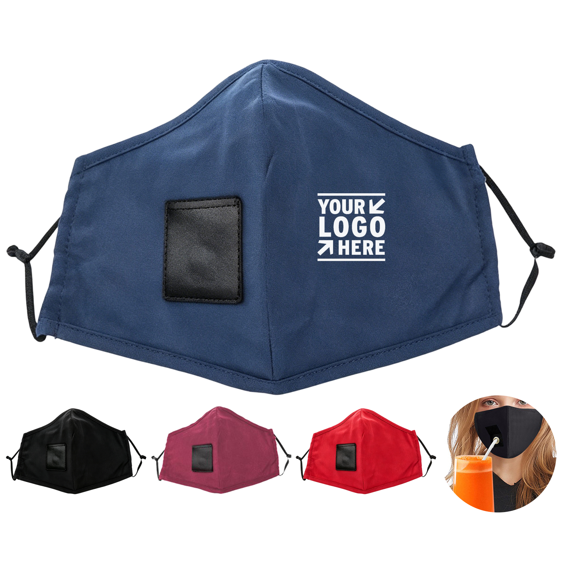 Reusable Cotton Face Cover with Beverage Opening