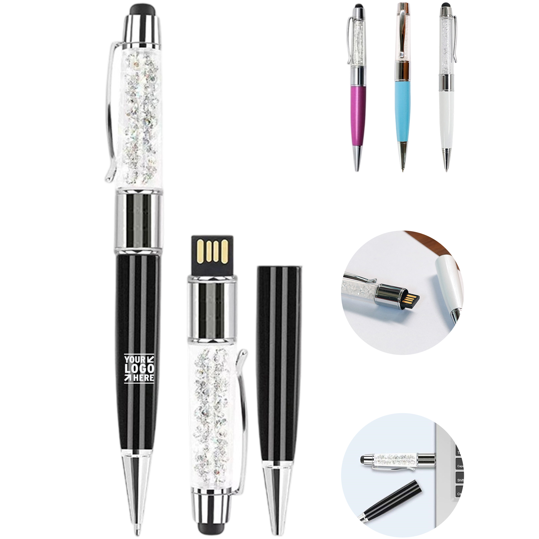 Elegant Crystal Multi-Function Writing Tool