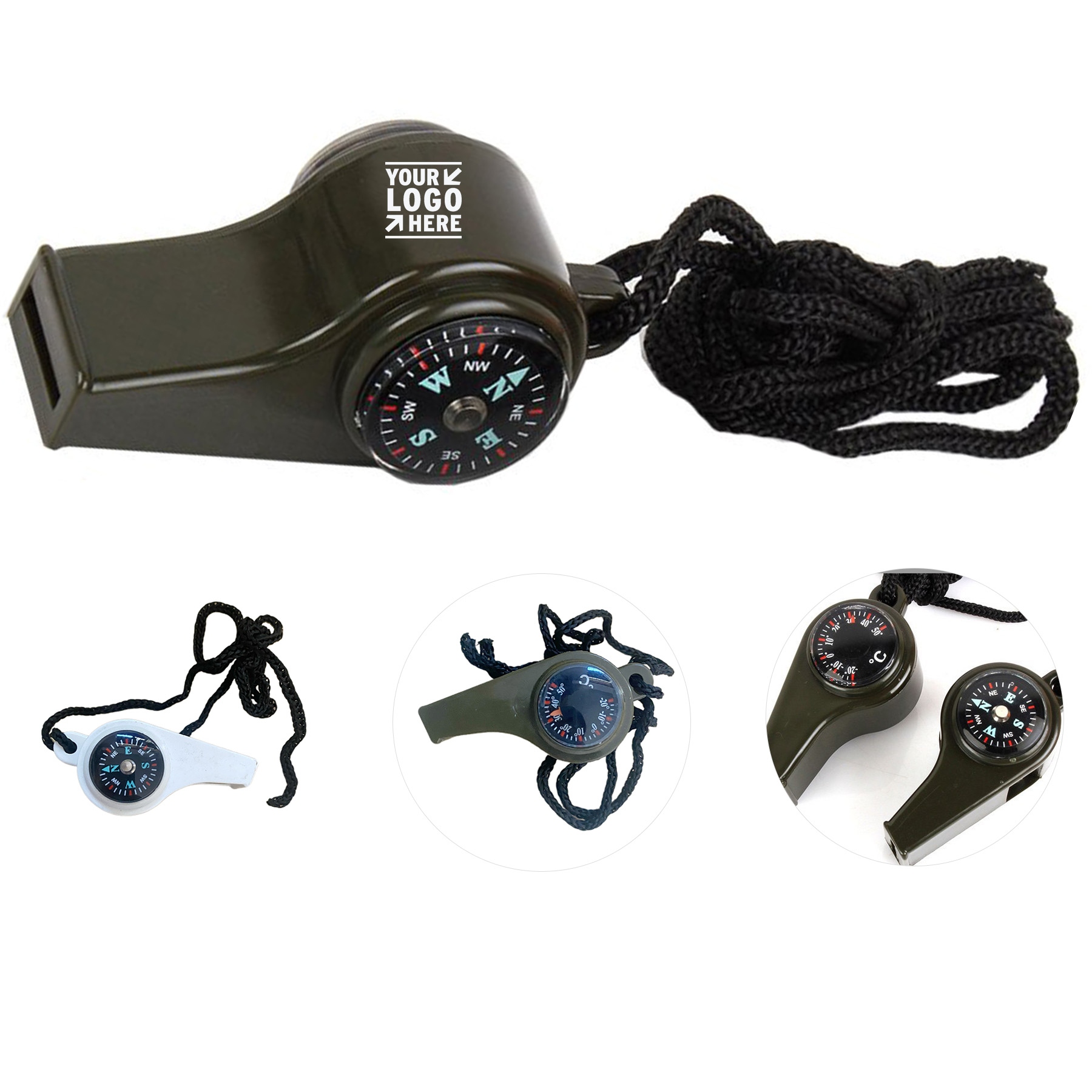 Adventure Safety Whistle with Compass and Thermometer