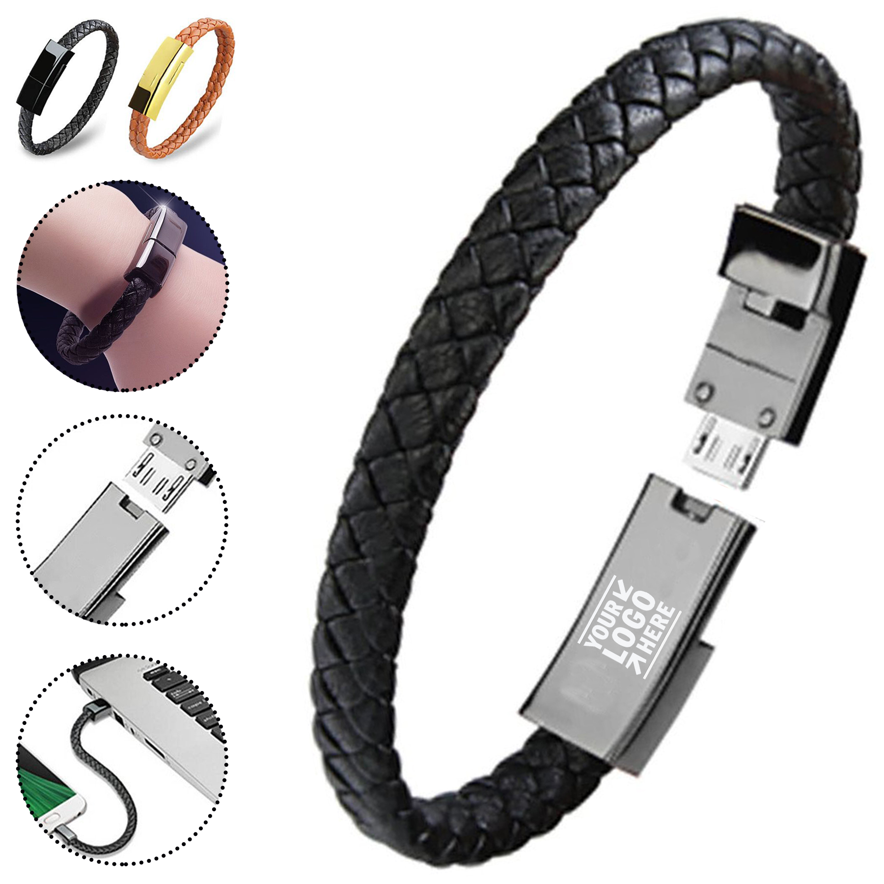 Leather Charging Bracelet Cable