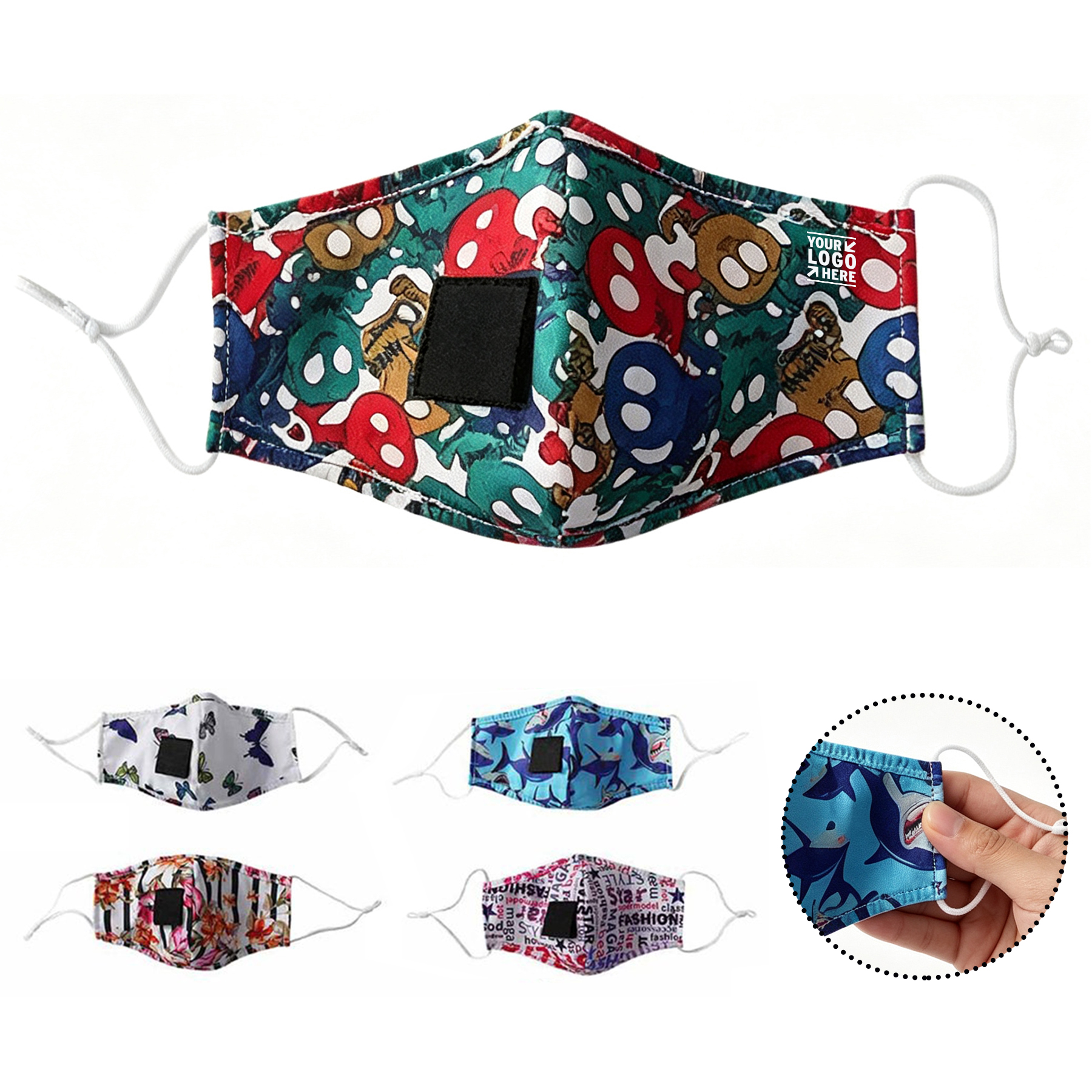 Reusable Printed Face Mask with Drink Opening