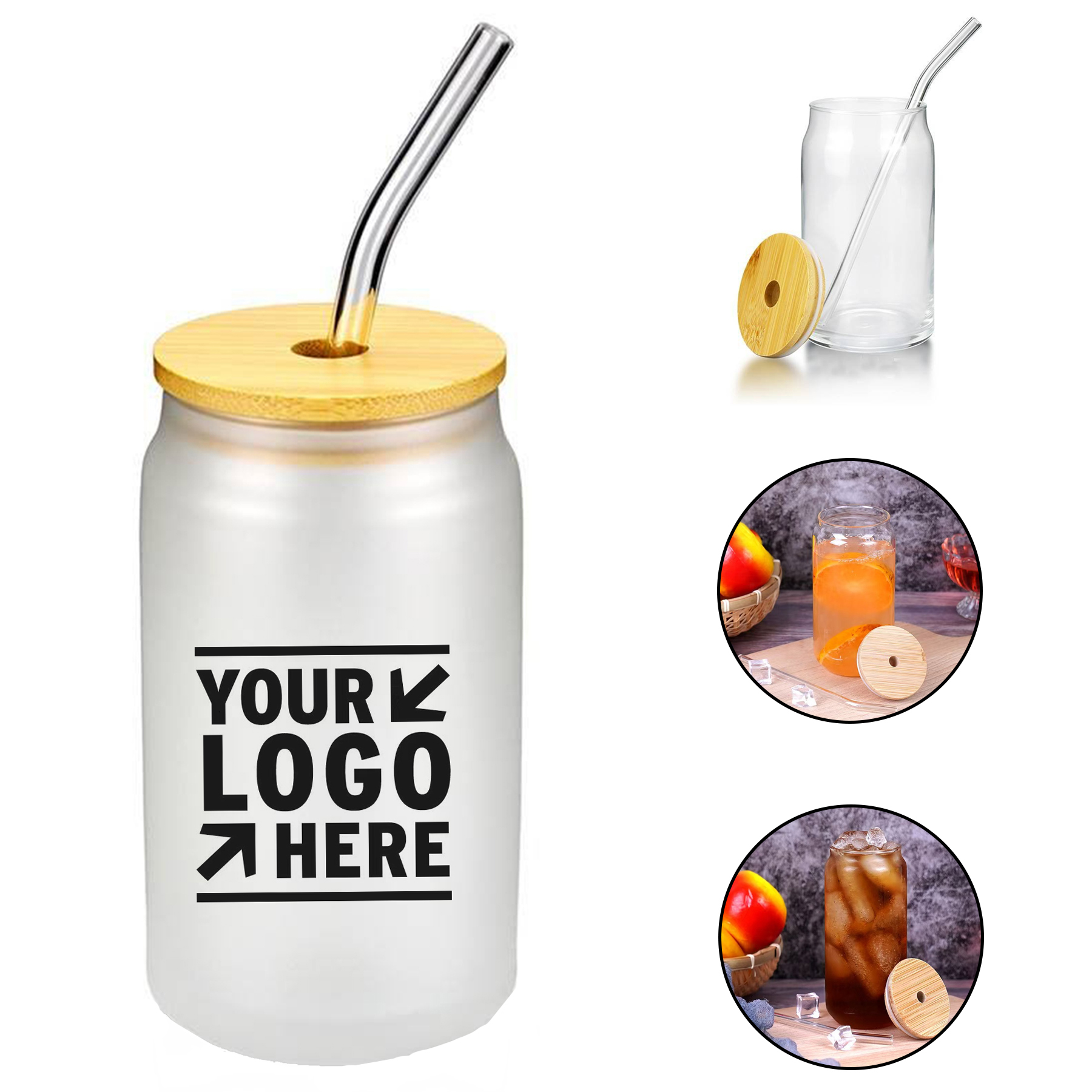 Bamboo Lid Glass Drinking Cup