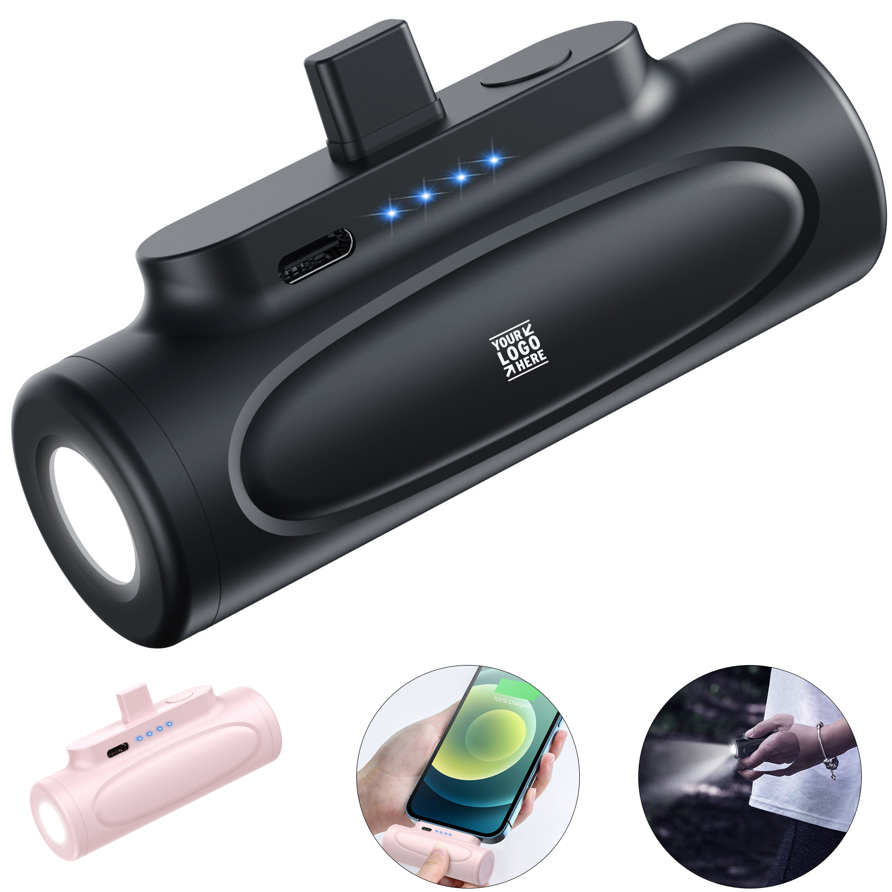 Compact Portable Charger with Light