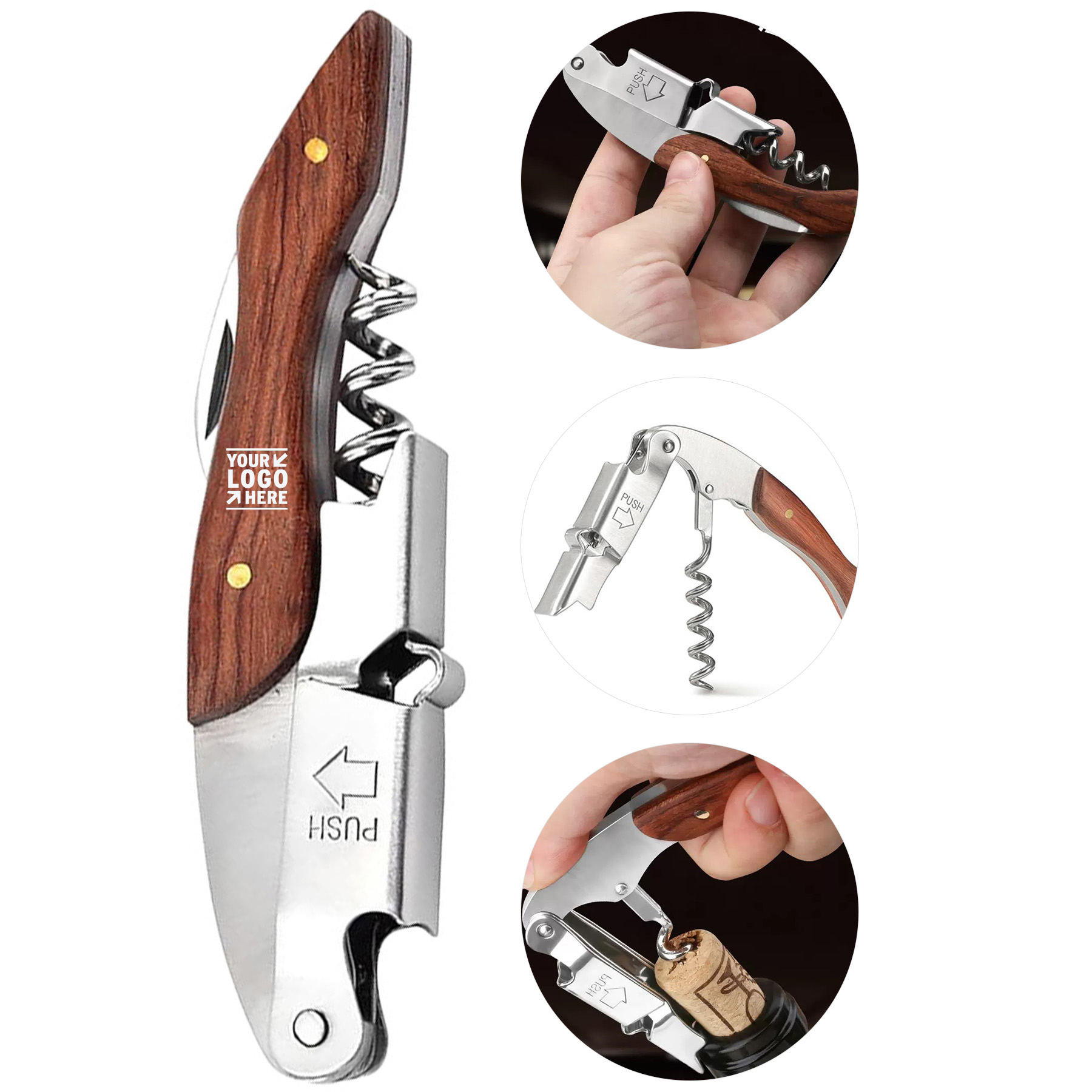 Elegant Wooden Corkscrew Bottle Opener