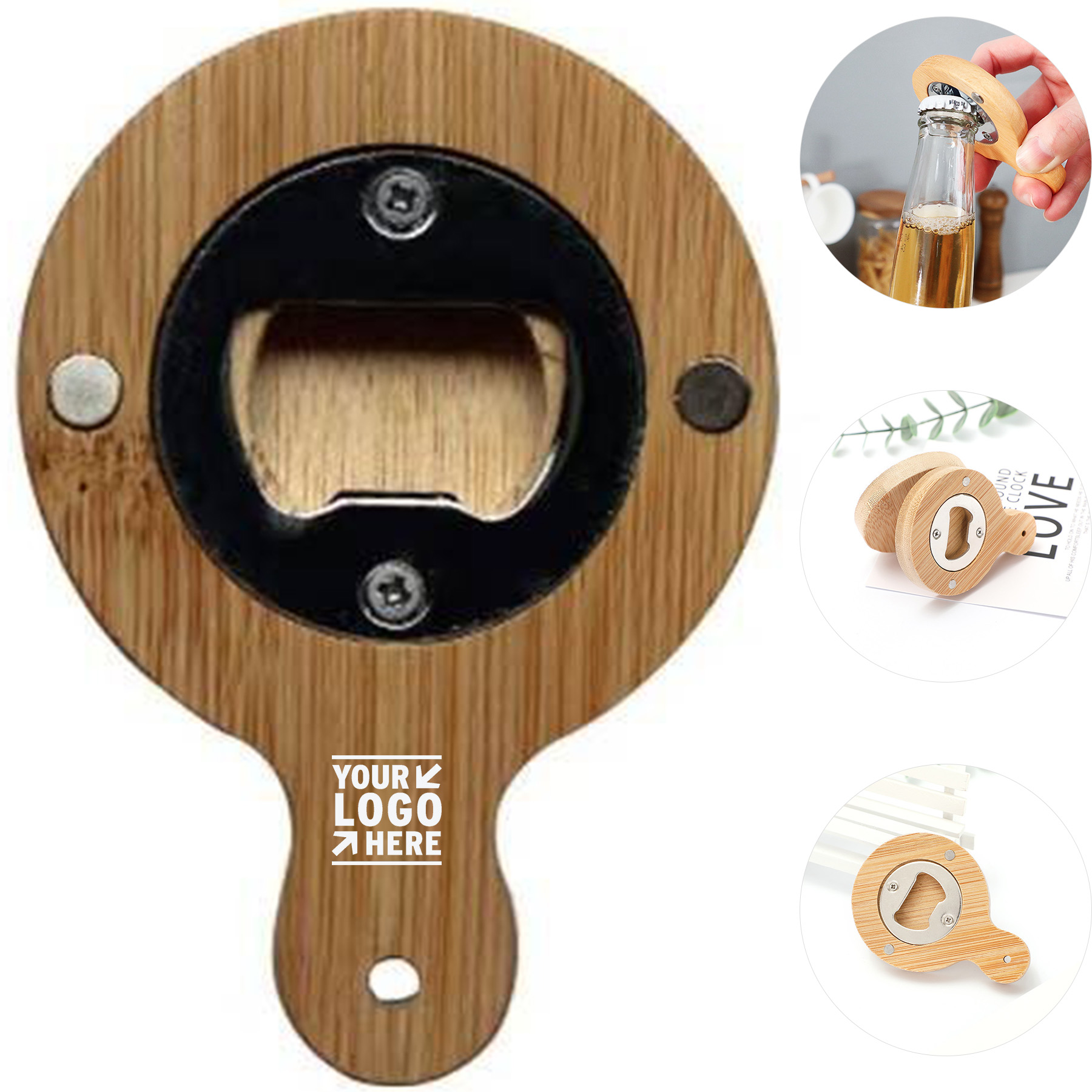 Artisanal Wooden Beverage Opener with Coaster