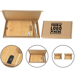 Bamboo Cutting Board and Knife Gift Set
