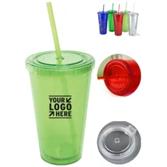 Insulated Travel Cup with Lid and Straw