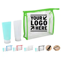 Portable Silicone Travel Bottle Set with Clear Case