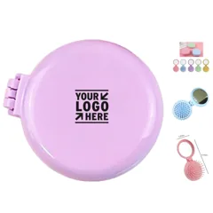 Compact Foldable Hair Brush with Mirror