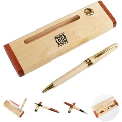 Elegant Wooden Pen and Card Holder Set